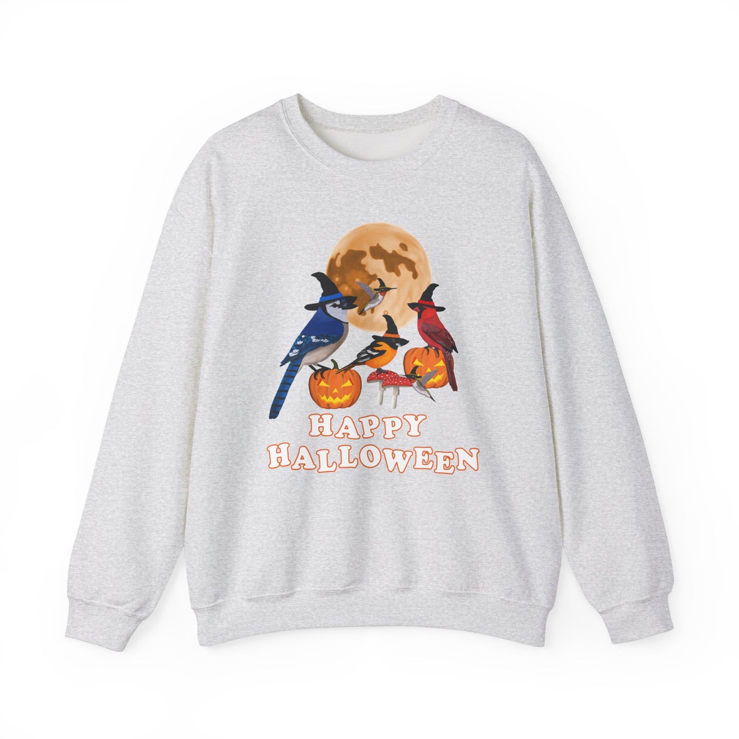 Blue Jay Cardinal Oriole Hummingbird Halloween Birds Witch Birdwatcher Sweatshirt