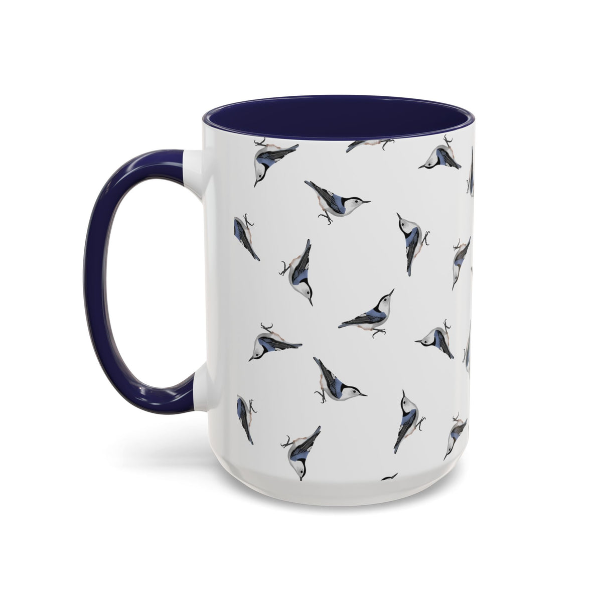 Nuthatch All-Over Pattern Accent Mug | Colorful Bird Lover Gift for Birdwatchers