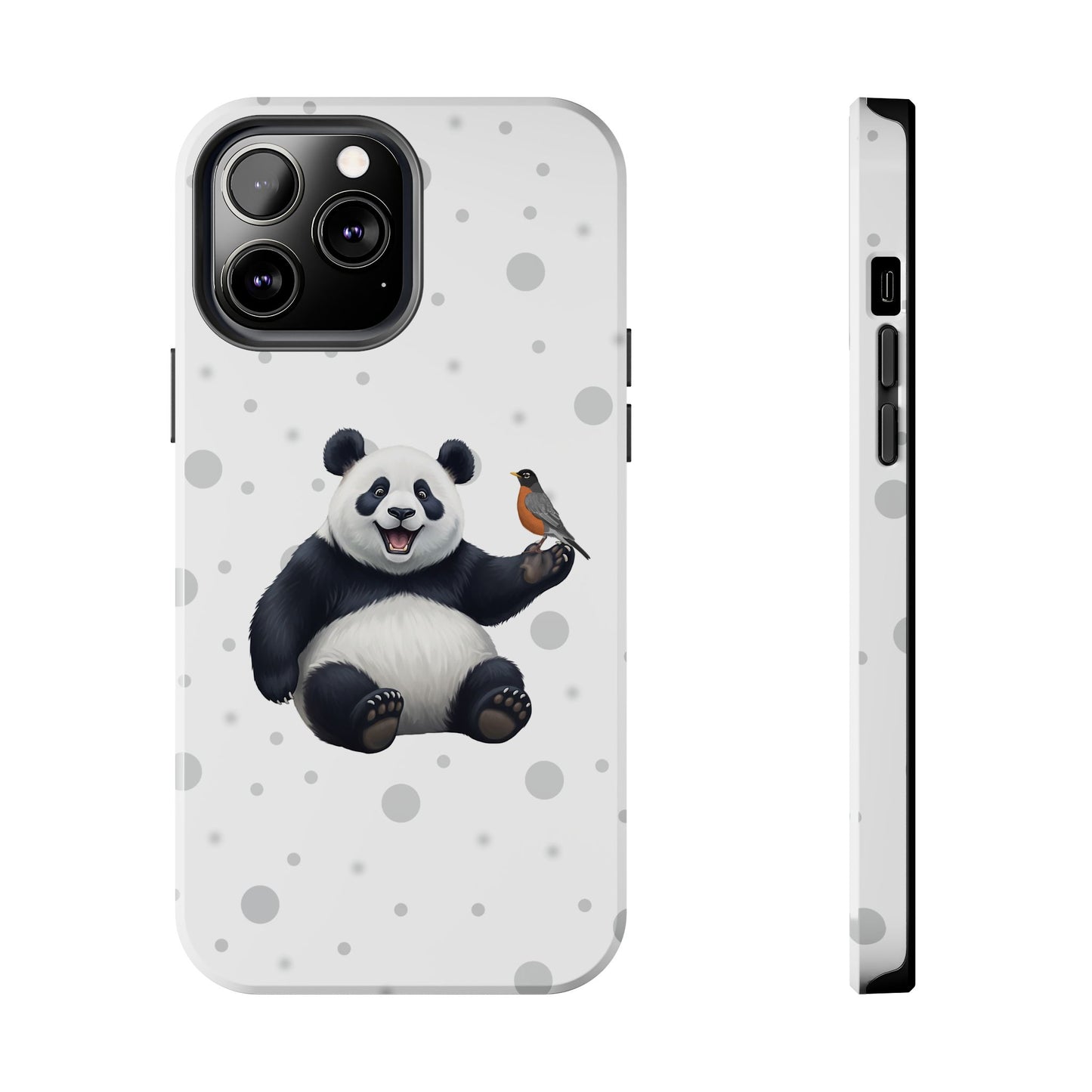 Cute Panda Bear with American Robin Animal iPhone Case - Dual-Layer PC/TPU Protective Cover for iPhone