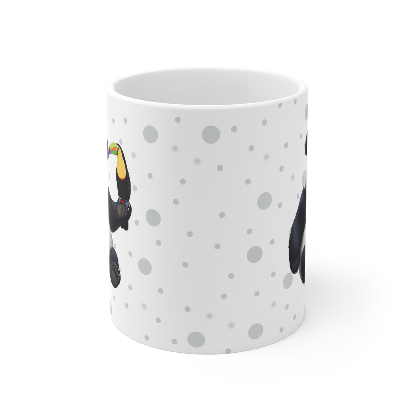 Panda Bear Mug with Toucan for Animal Lovers & Bird Watchers 11oz
