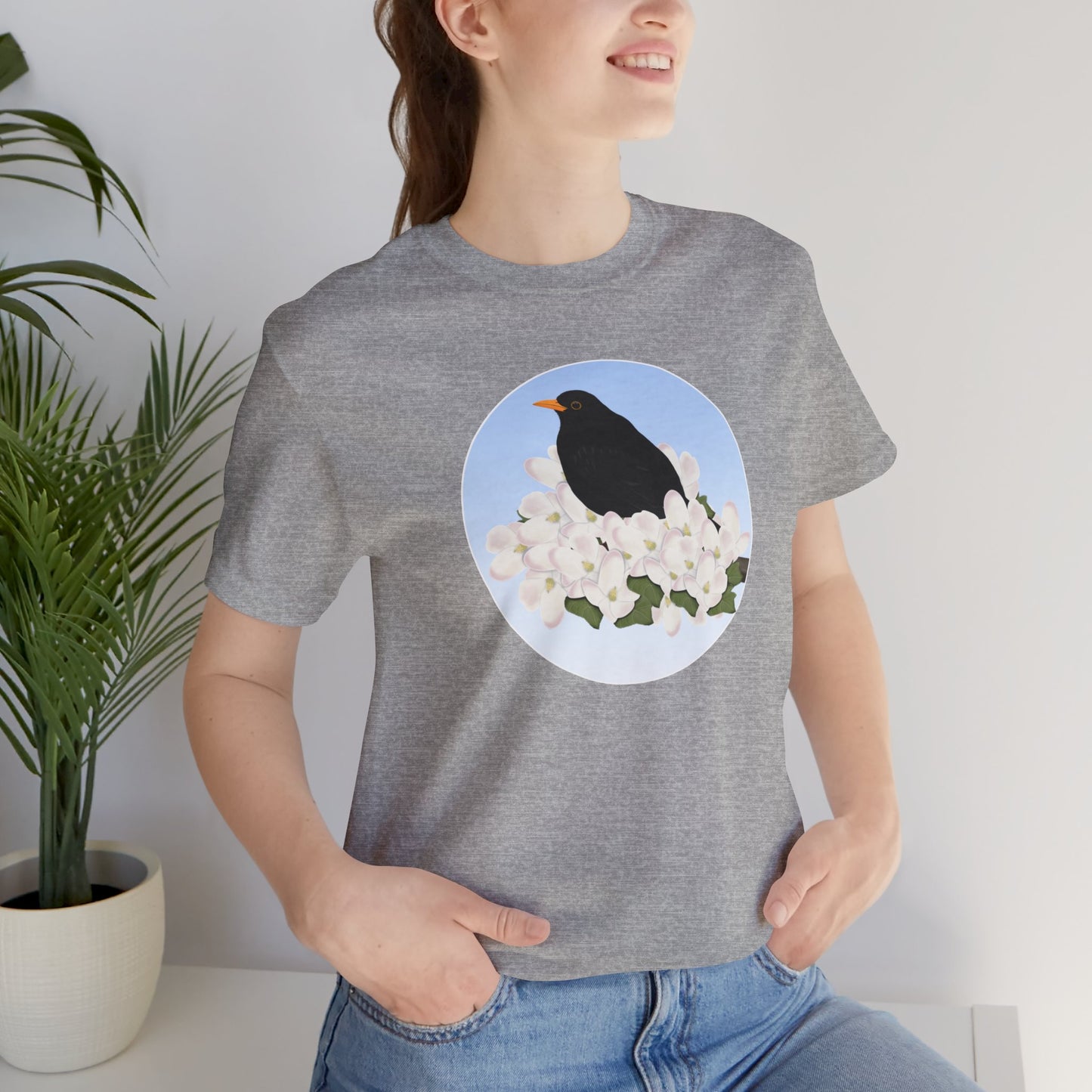 Blackbird and Spring Apple Blossoms Bird T-Shirt
