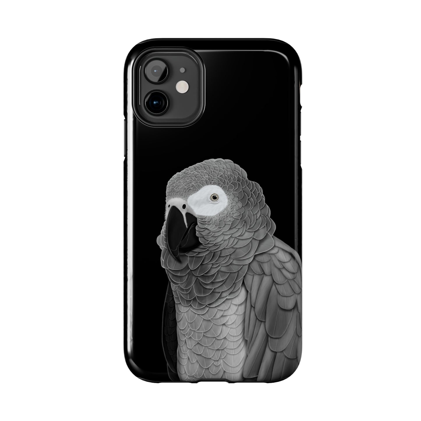 Grey Parrot Bird Art Tough Phone Case Black