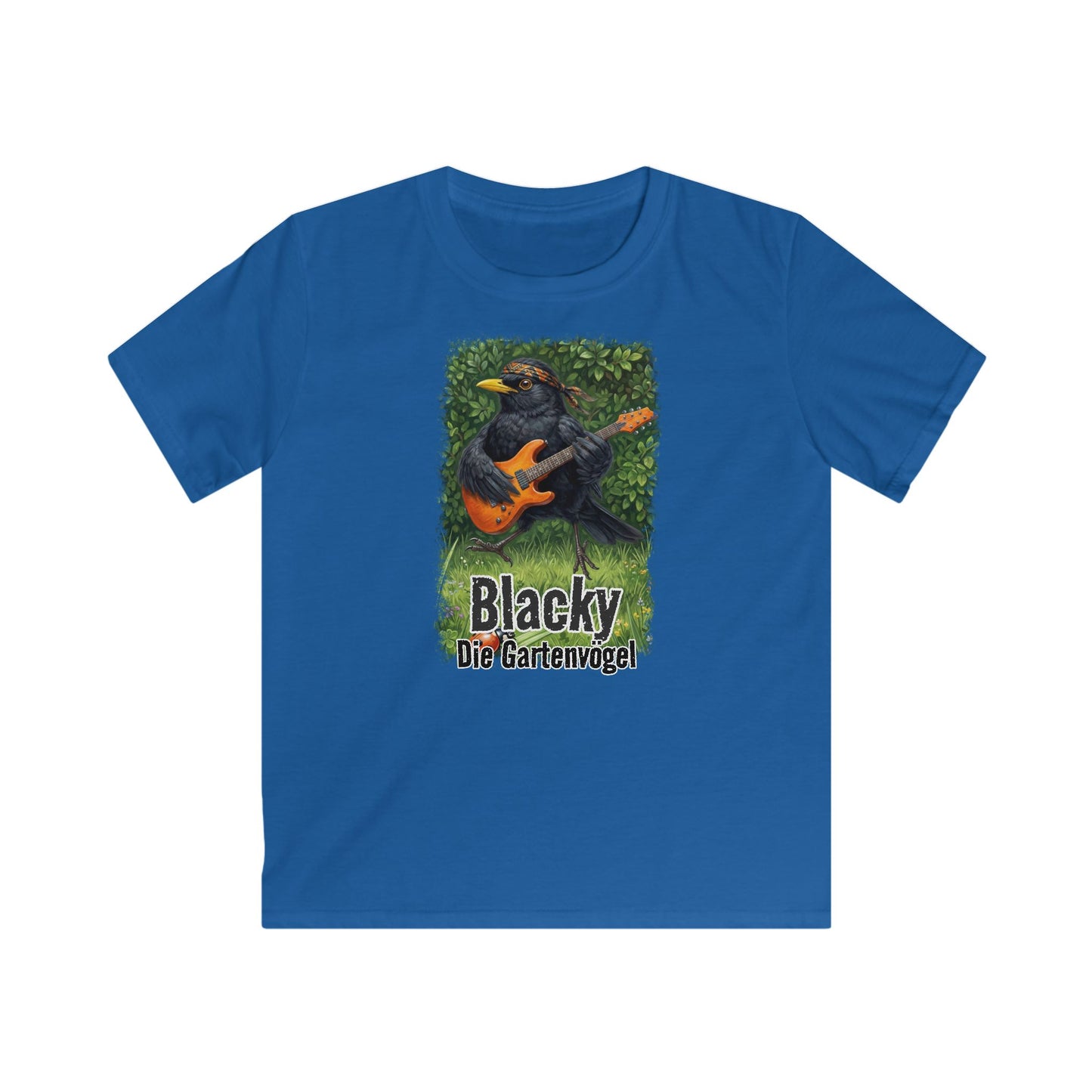 Blacky Amsel springt aus der Hecke (Vintage-Grunge) – Premium Kinder T-Shirt | Die Gartenvögel