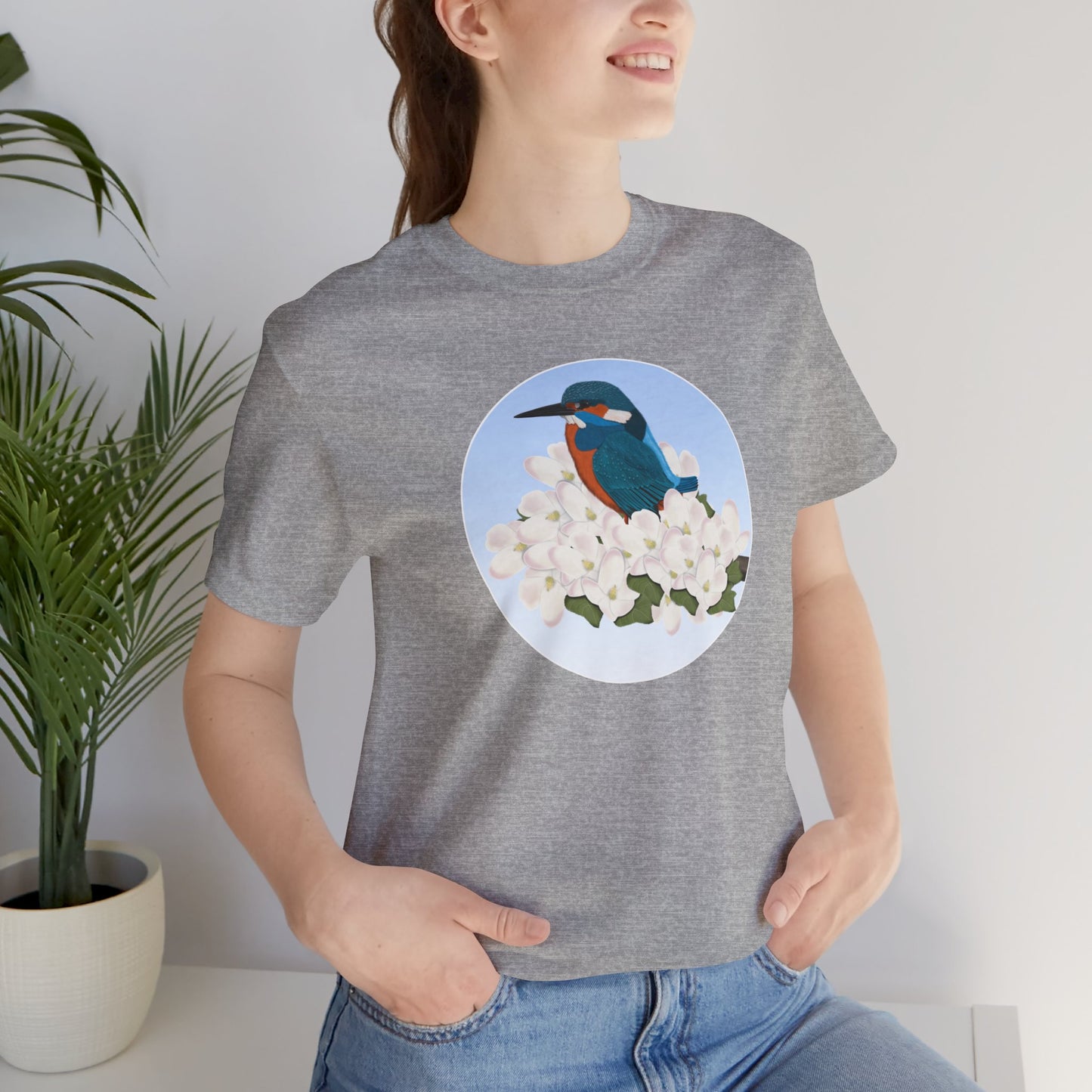 Kingfisher and Spring Apple Blossoms Bird T-Shirt