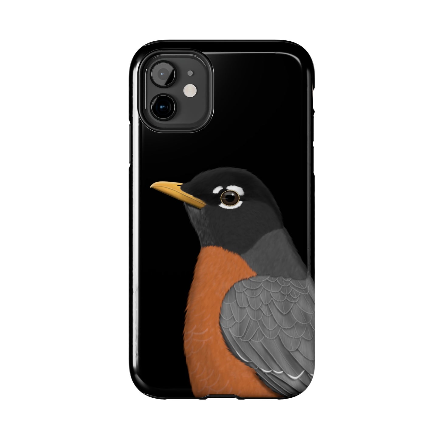 Robin Bird Art Tough Phone Case Black