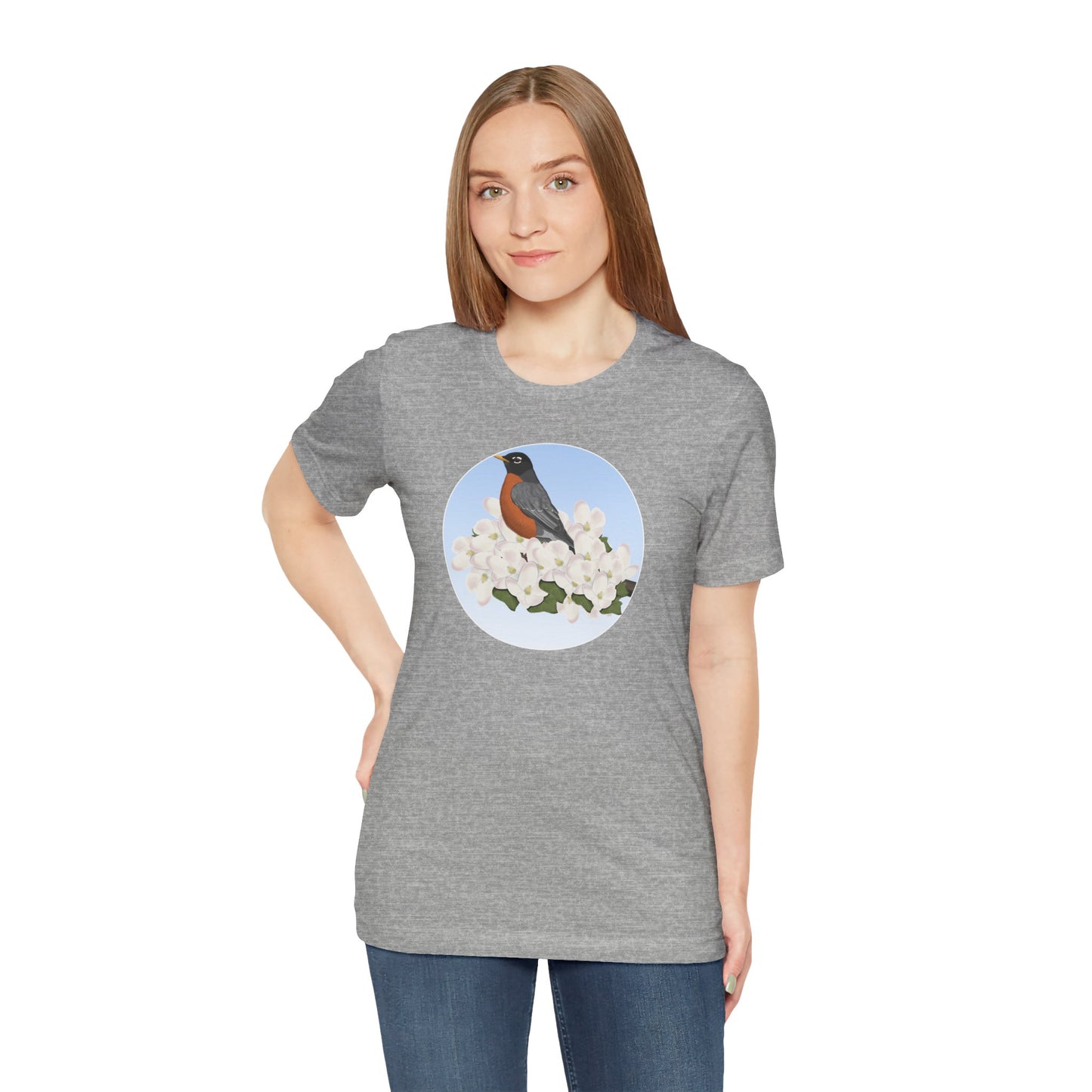 American Robin and Spring Apple Blossoms Bird T-Shirt