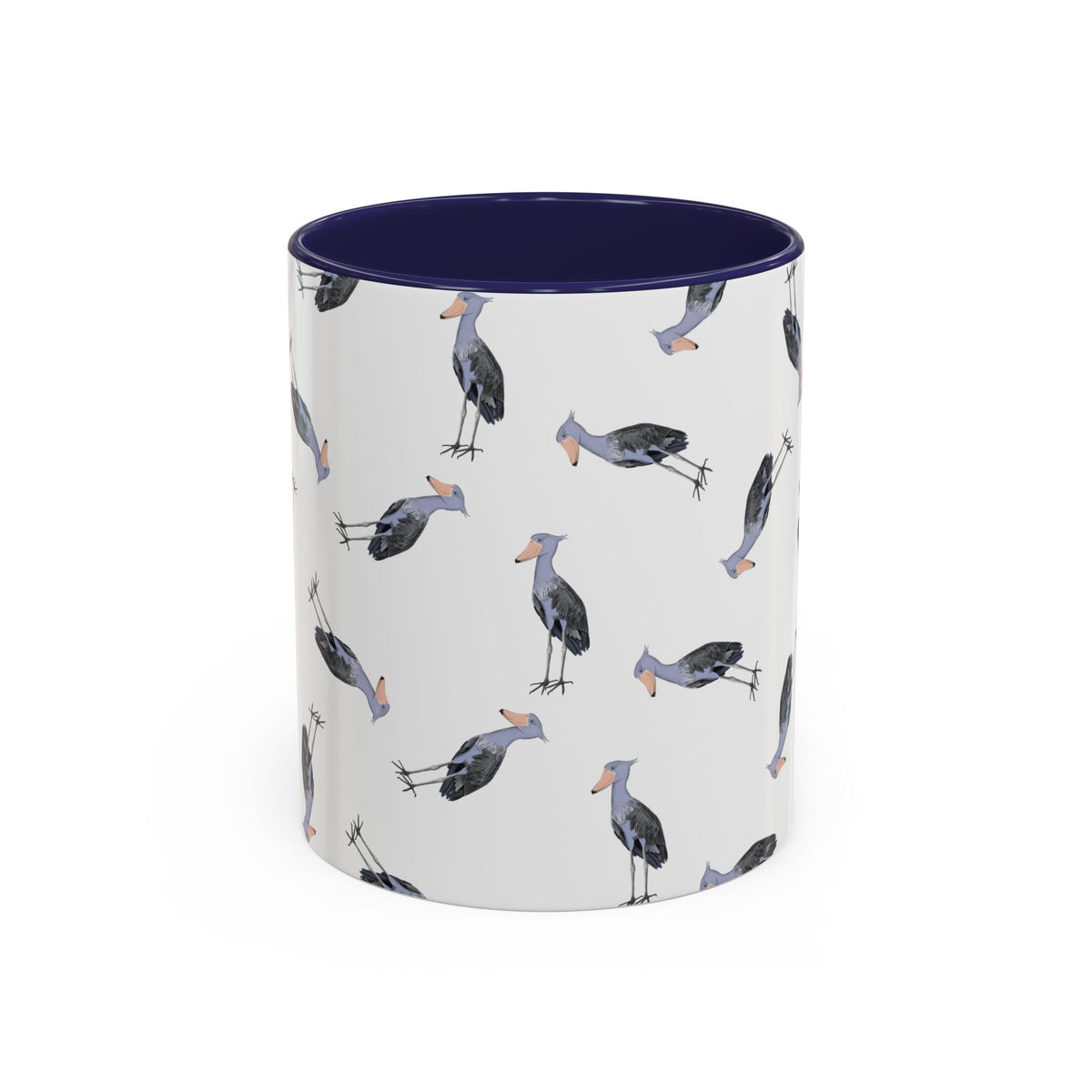Schuhschnabel Tasse mit Streumuster | Vogelmotiv Kaffeebecher für Vogelbeobachter & Naturfreunde – Accent Coffee Mug and Birds Design style