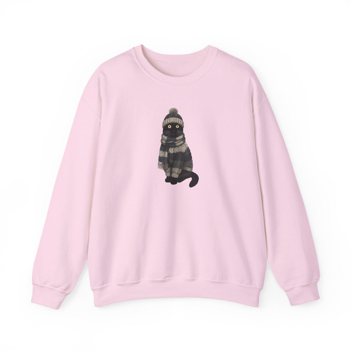 Cat Winter Sweatshirt | Lover Crewneck Unisex Wearing Knit Gift in Dark Heather