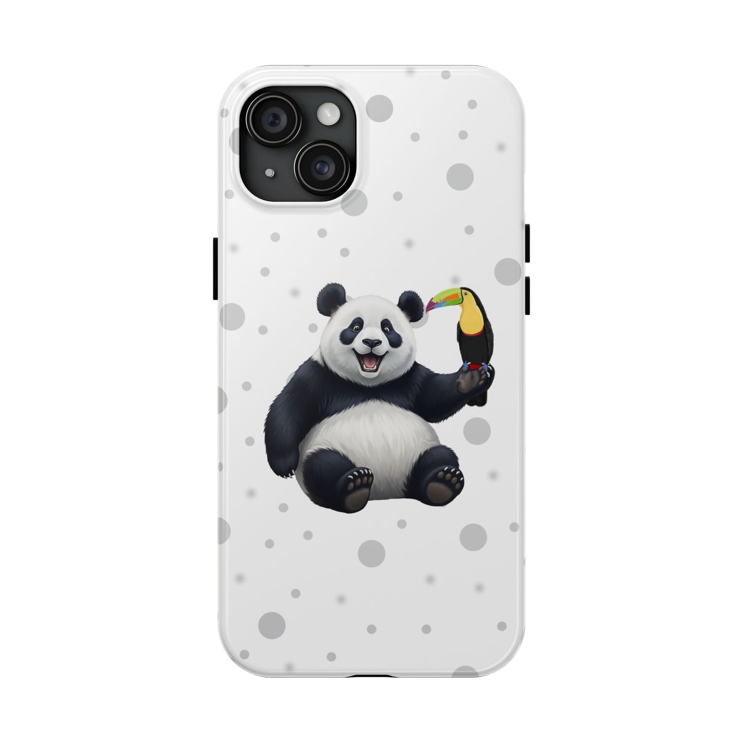 Cute Panda Bear with a Toucan Animal iPhone Case - Dual-Layer PC/TPU Protective Cover for iPhone