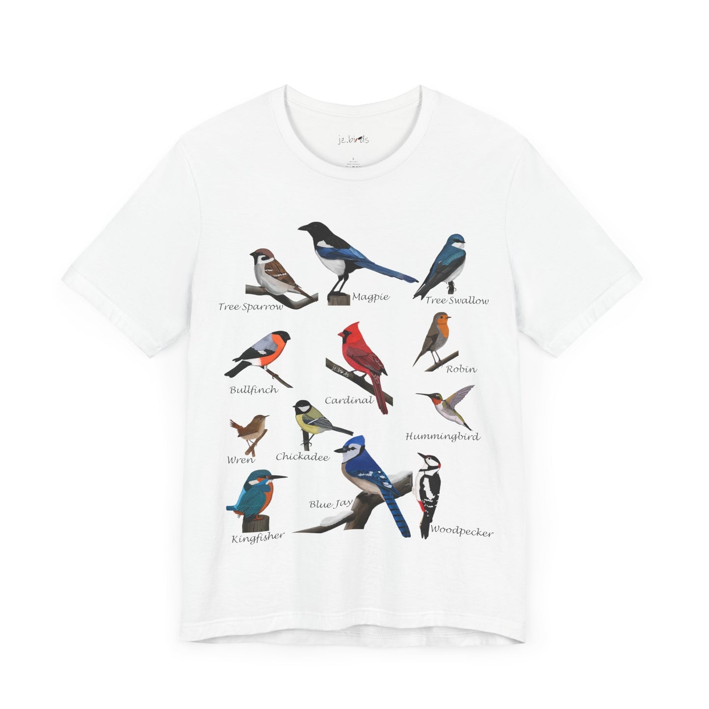 Garden Birds Blue Jay Cardinal Robin Chickadee Birding & Birdwatching Bird T-Shirt