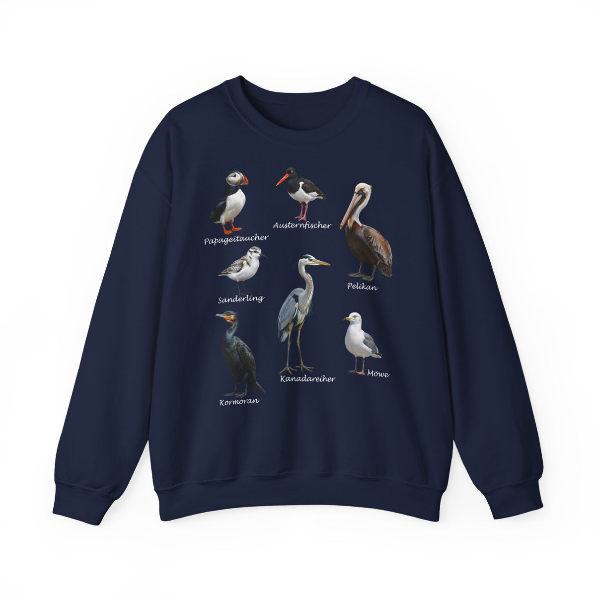 Papageitaucher und Möwe Sweatshirt Vogelmotiv mit Animal Graphic Tee Hintergrund