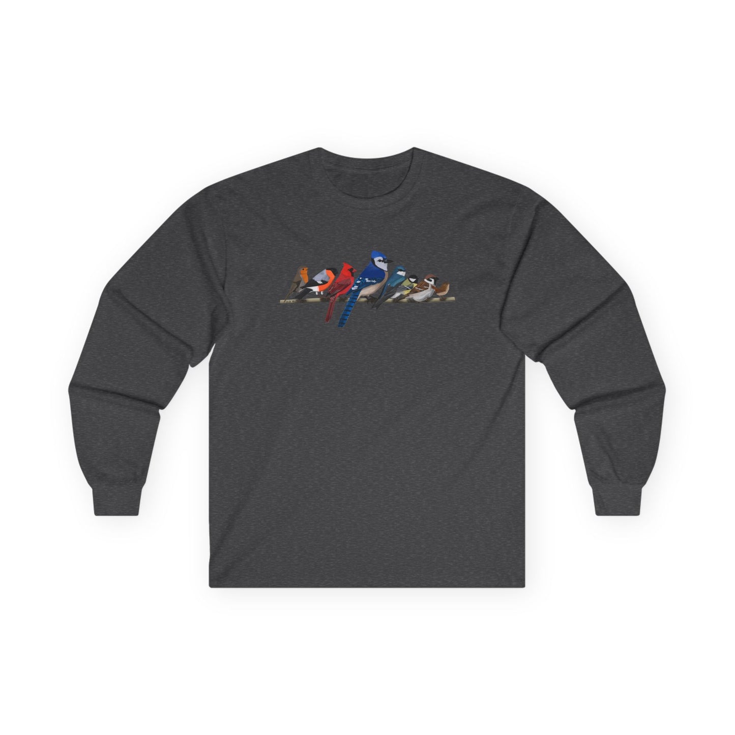 Blue Jay, Cardinal and Robin Long-sleeve on Bird Graphic Tee background