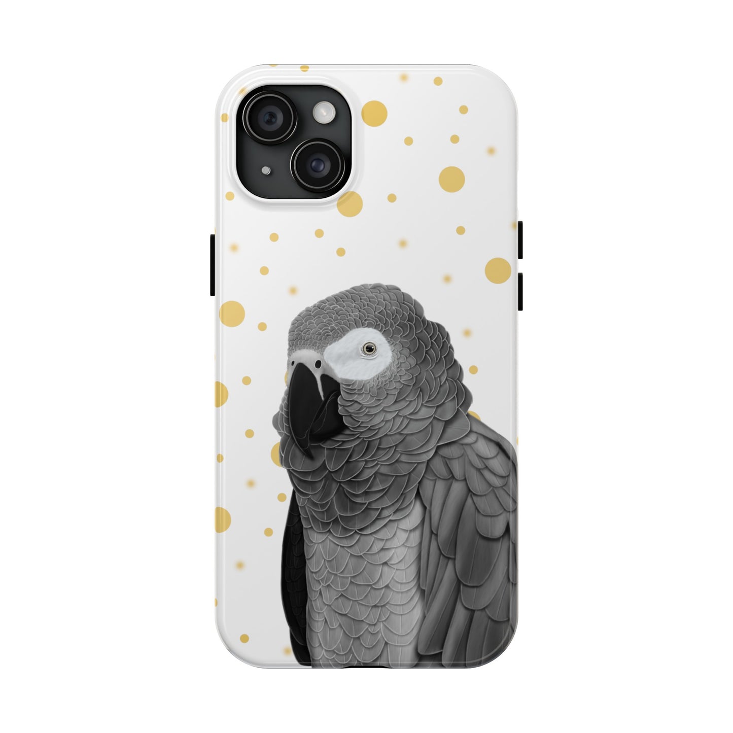 Grey Parrot Bird Art Tough Phone Case White