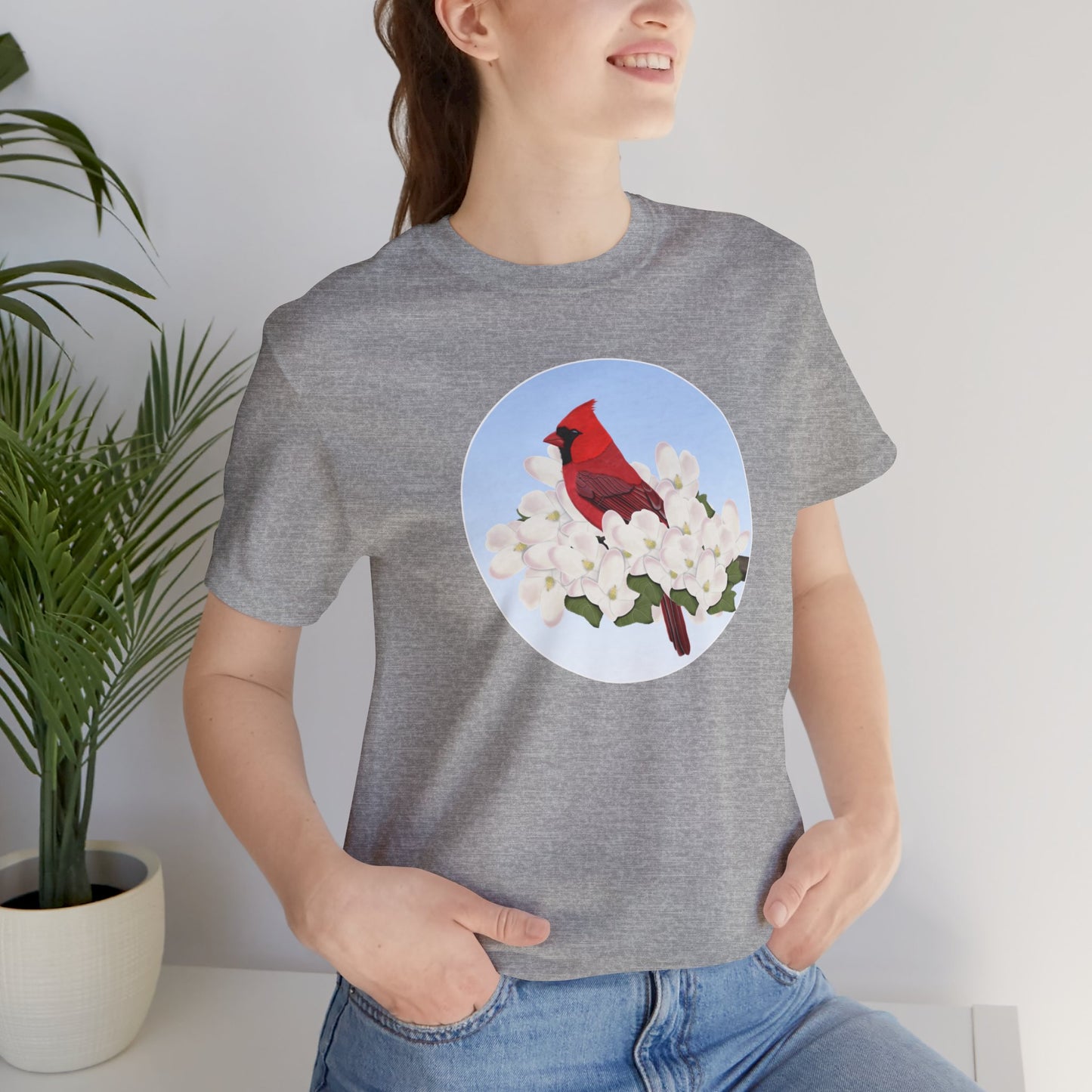 Cardinal and Spring Apple Blossoms Bird T-Shirt