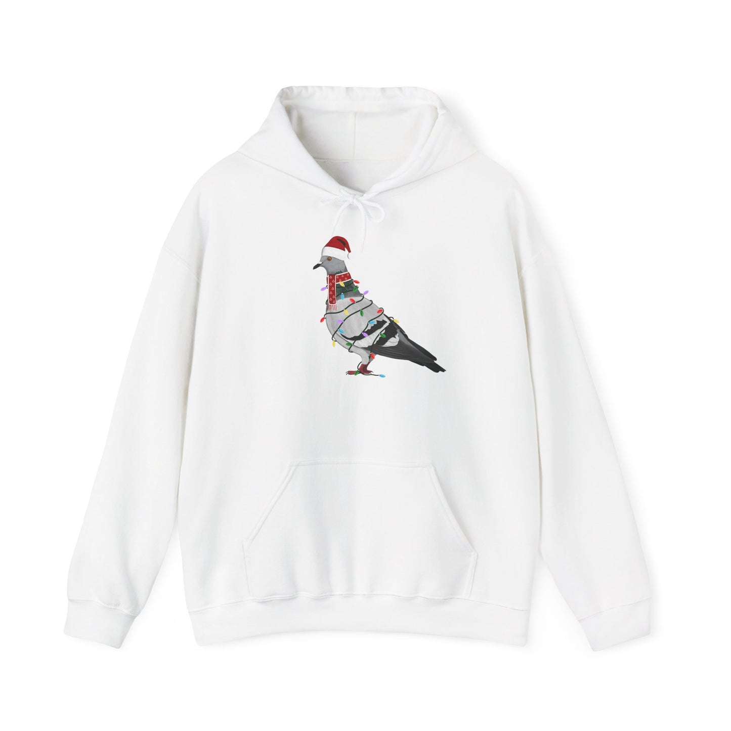 Taube Weihnachts-Hoodie - Vogel als Weihnachtsmann mit Lichterkette Sweater