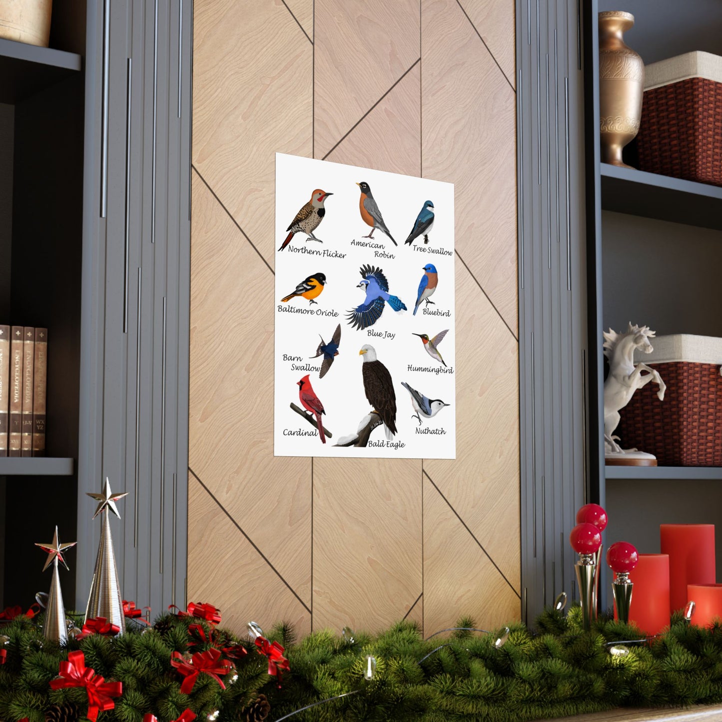 American Birds Poster Robin Blue Jay Cardinal Hummingbird Bird Watcher & Bird Lover