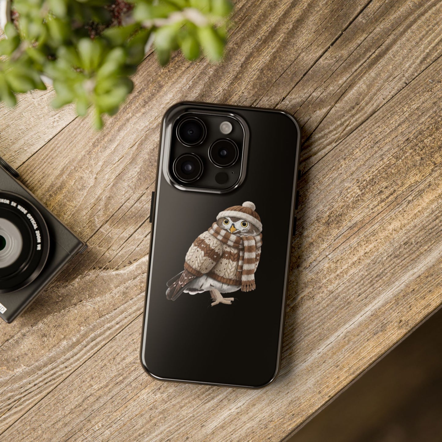 鳥のアートが描かれたフクロウの二層式iPhoneケース - 鳥類学者や鳥好きの方へのプレゼントに最適
