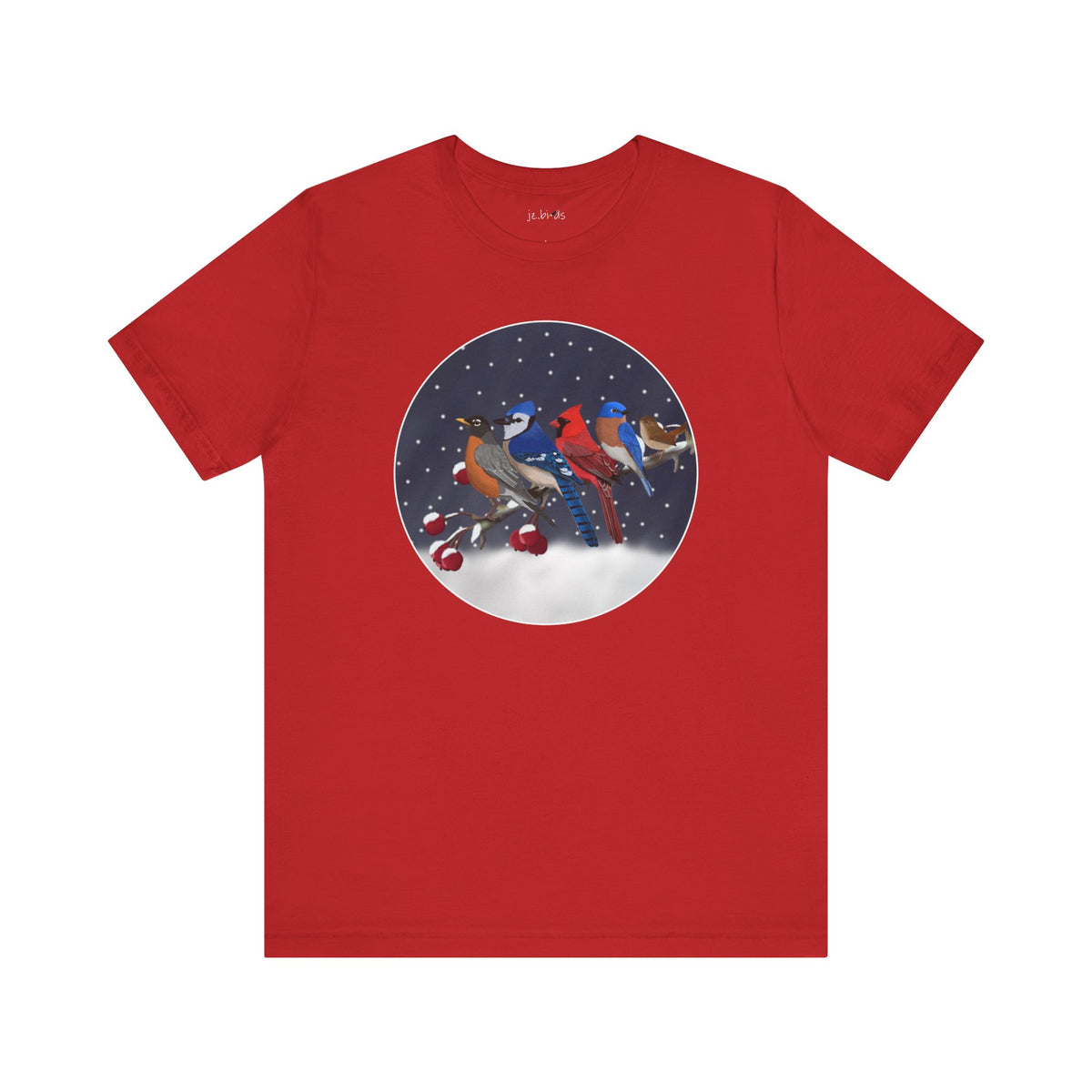 Bluebird, Blue Jay, Cardinal, Robin and Wren T-Shirt – bird christmas style