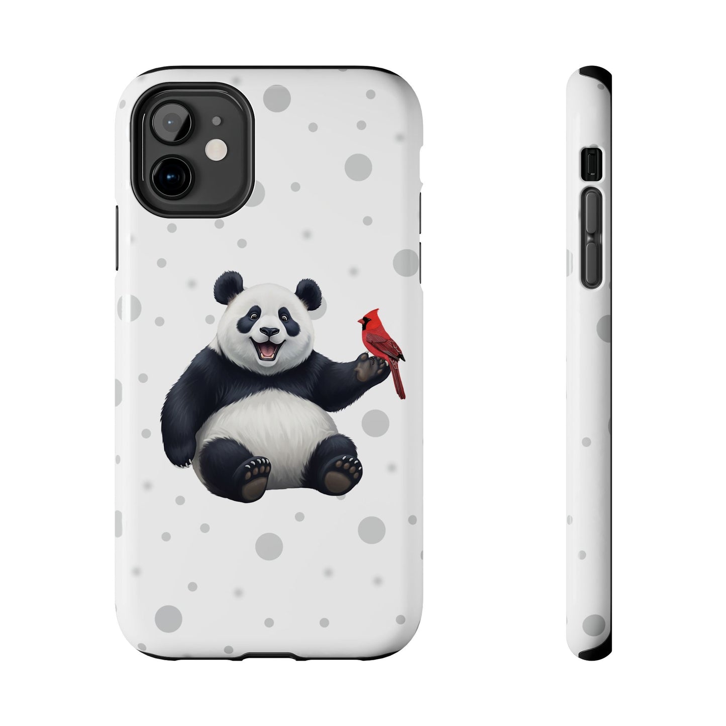 Cute Panda Bear with a Cardinal Animal iPhone Case - Dual-Layer PC/TPU Protective Cover for iPhone