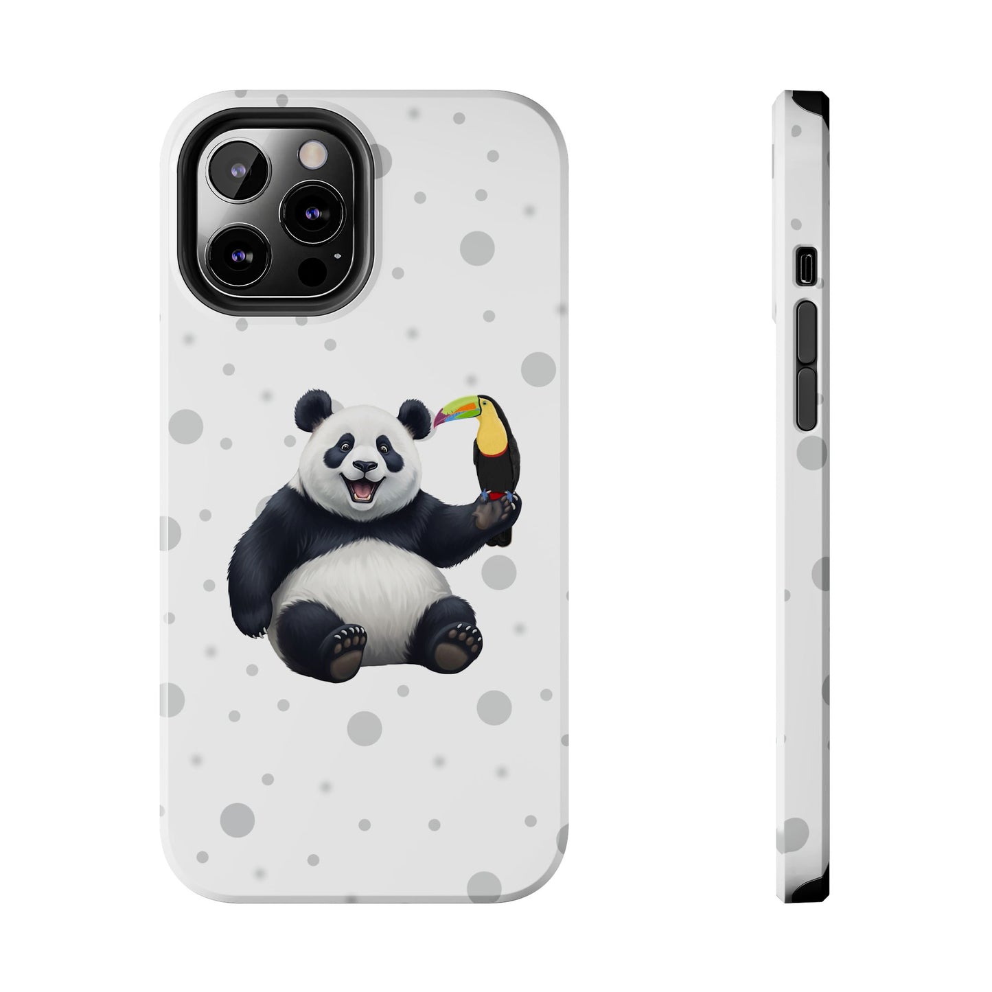Cute Panda Bear with a Toucan Animal iPhone Case - Dual-Layer PC/TPU Protective Cover for iPhone