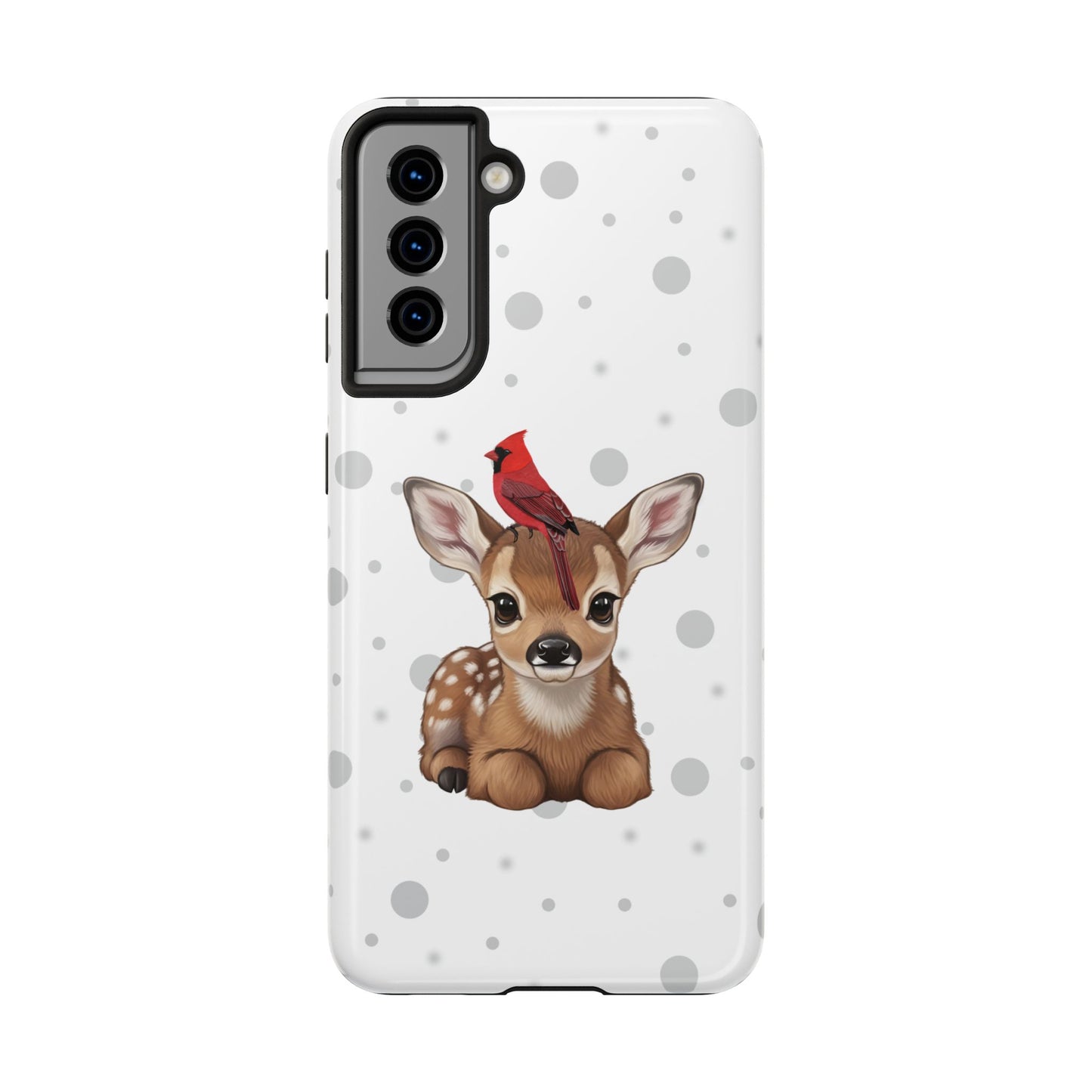 Cute Fawn with a Cardinal Animal iPhone Case - Dual-Layer PC/TPU Protective Cover for iPhone