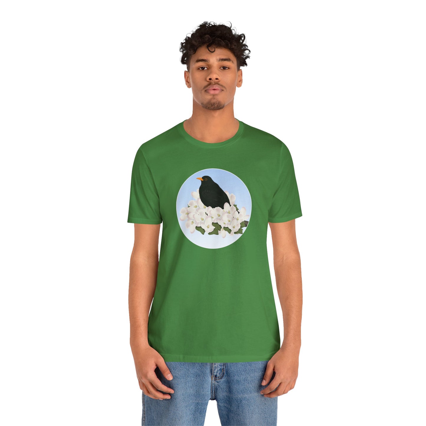 Blackbird and Spring Apple Blossoms Bird T-Shirt