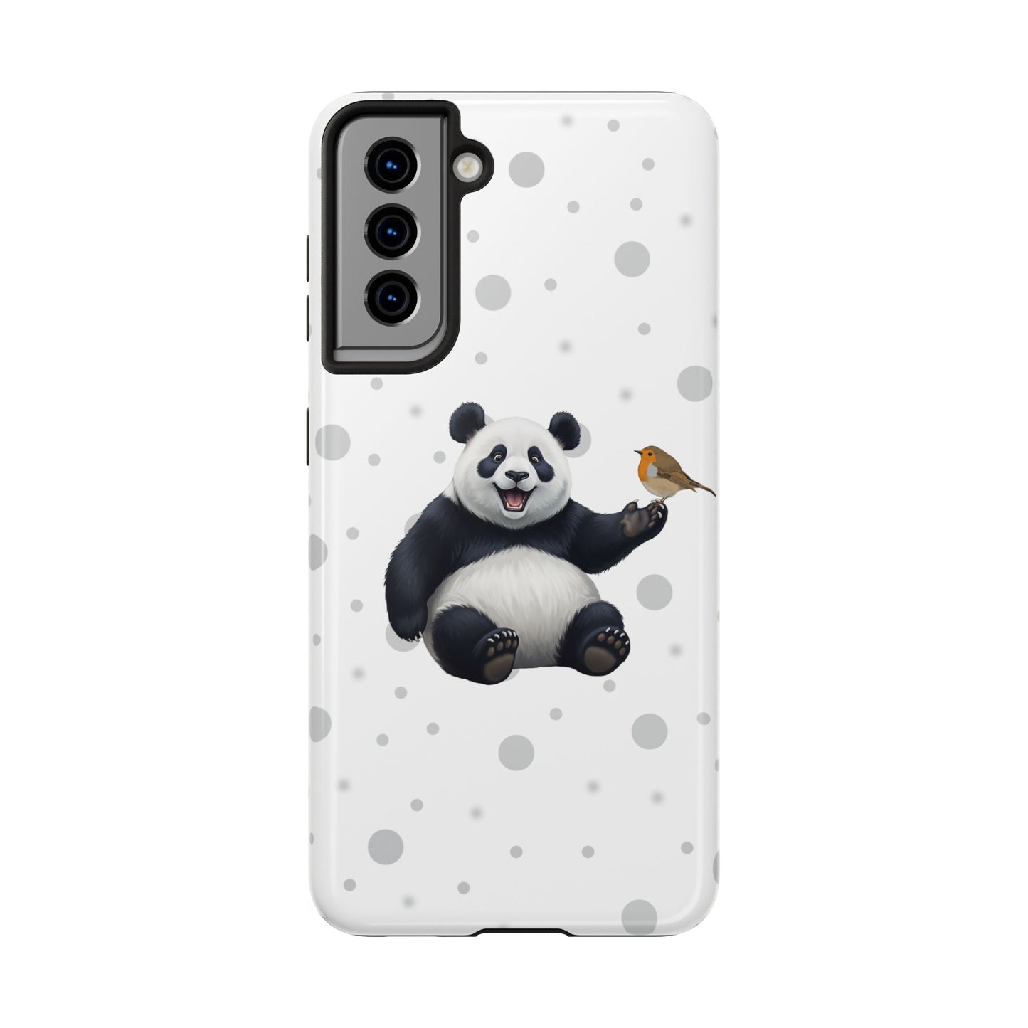 Cute Panda Bear with European Robin Animal iPhone Case - Dual-Layer PC/TPU Protective Cover for iPhone