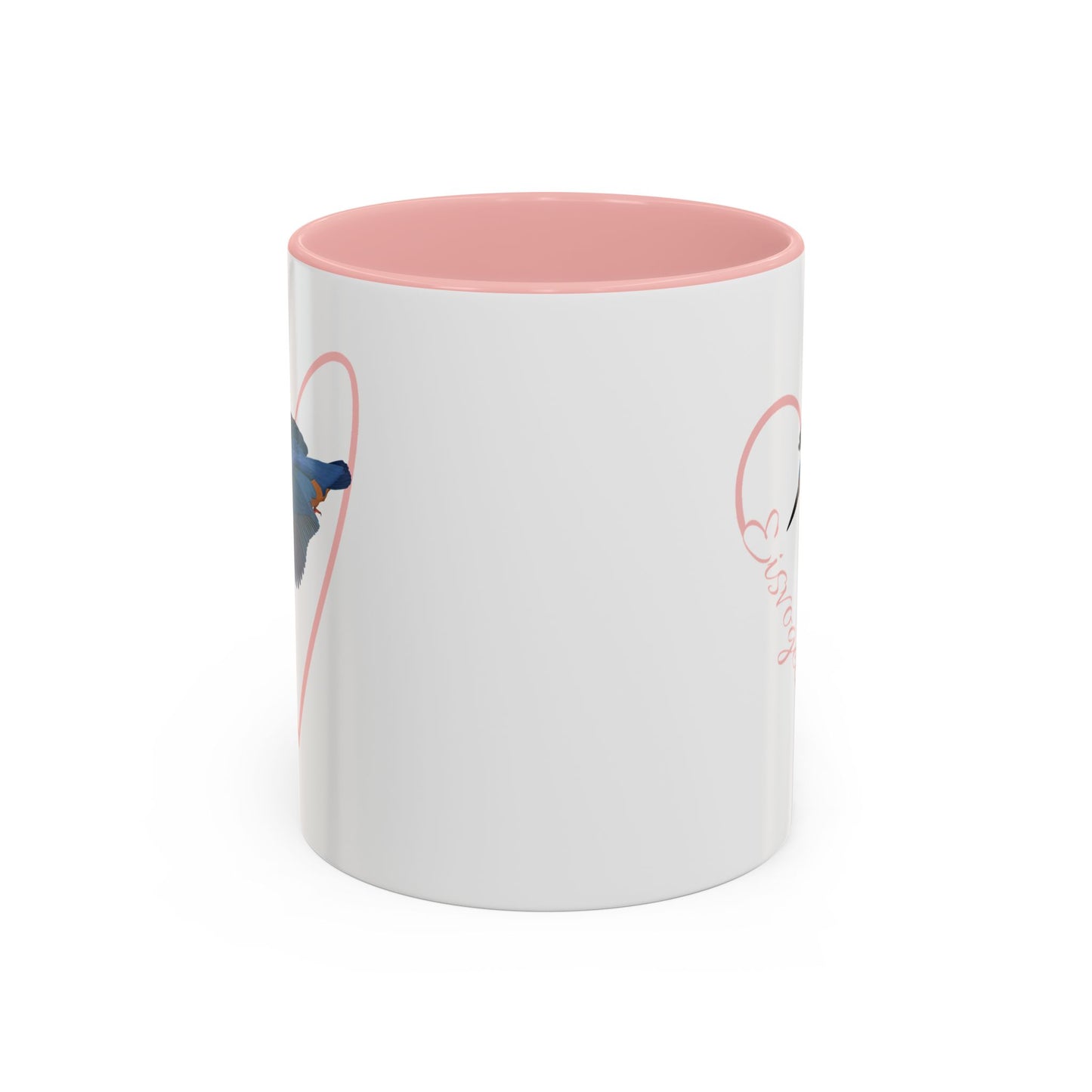 Eisvogel mit Herz Singvogel Vogel Tasse Weiß Rosa