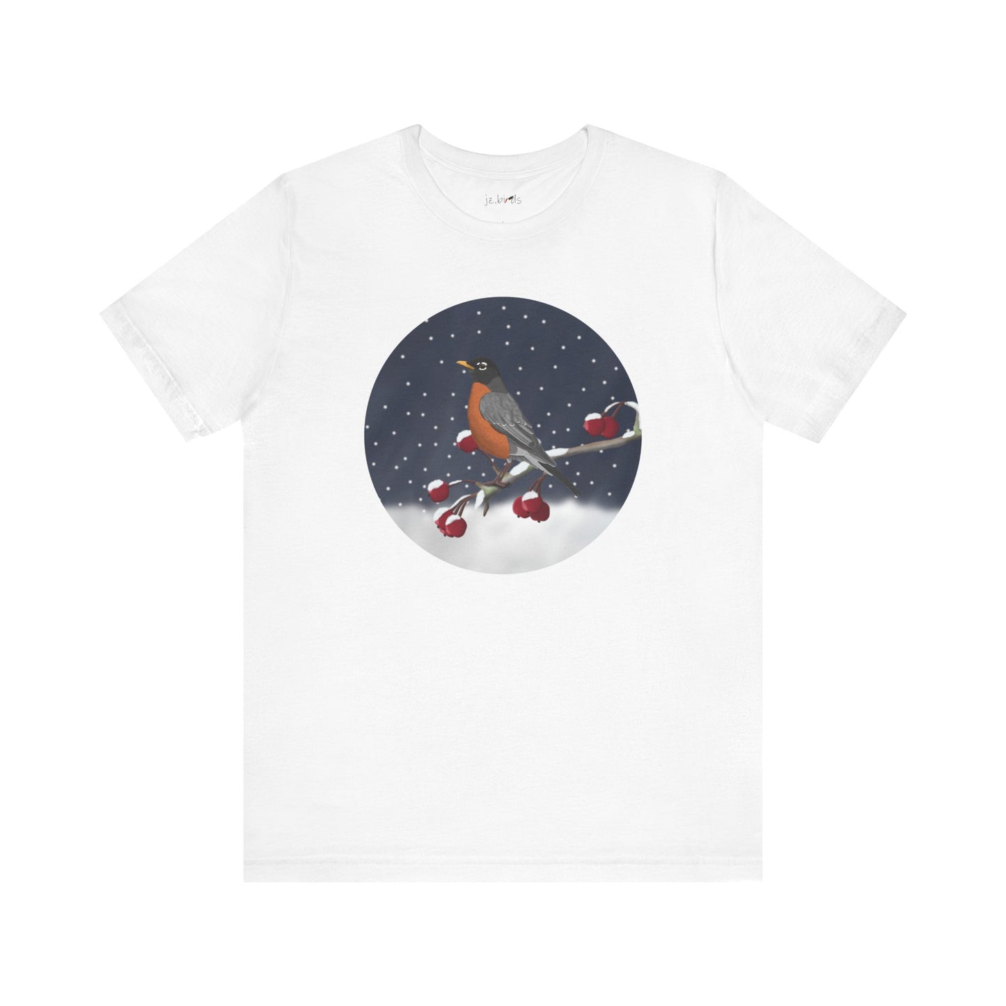American Robin on a Winter Branch Birdwatcher Christmas Bird T-Shirt