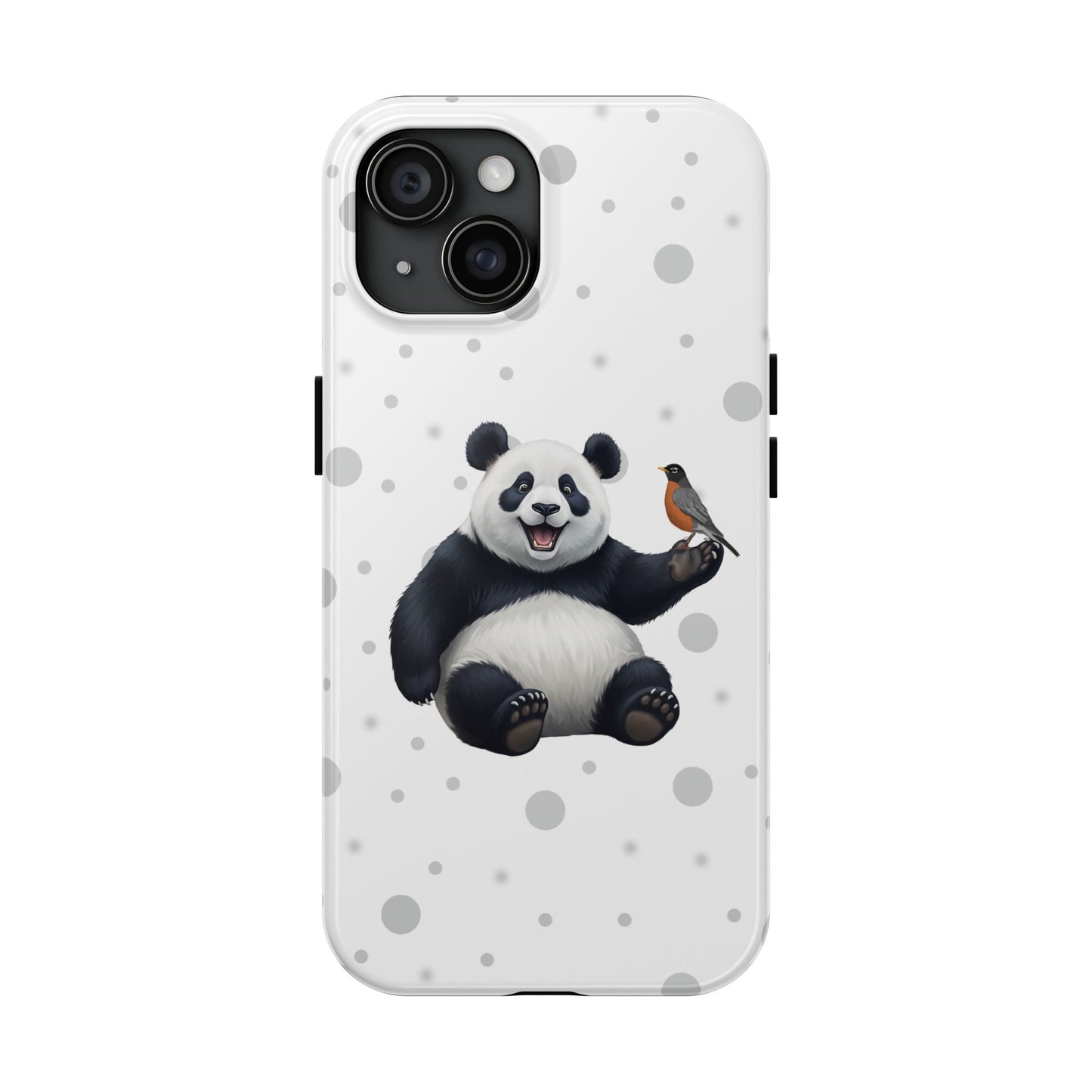 Cute Panda Bear with American Robin Animal iPhone Case - Dual-Layer PC/TPU Protective Cover for iPhone