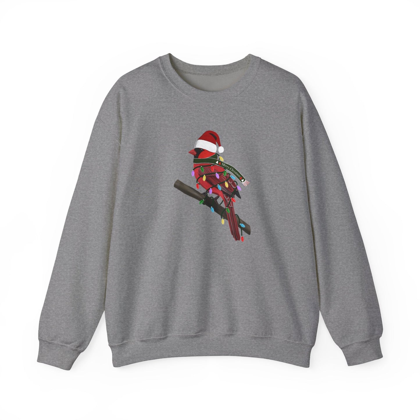 Cardinal with Fairy Lights Santa Claus Christmas Bird Sweatshirt