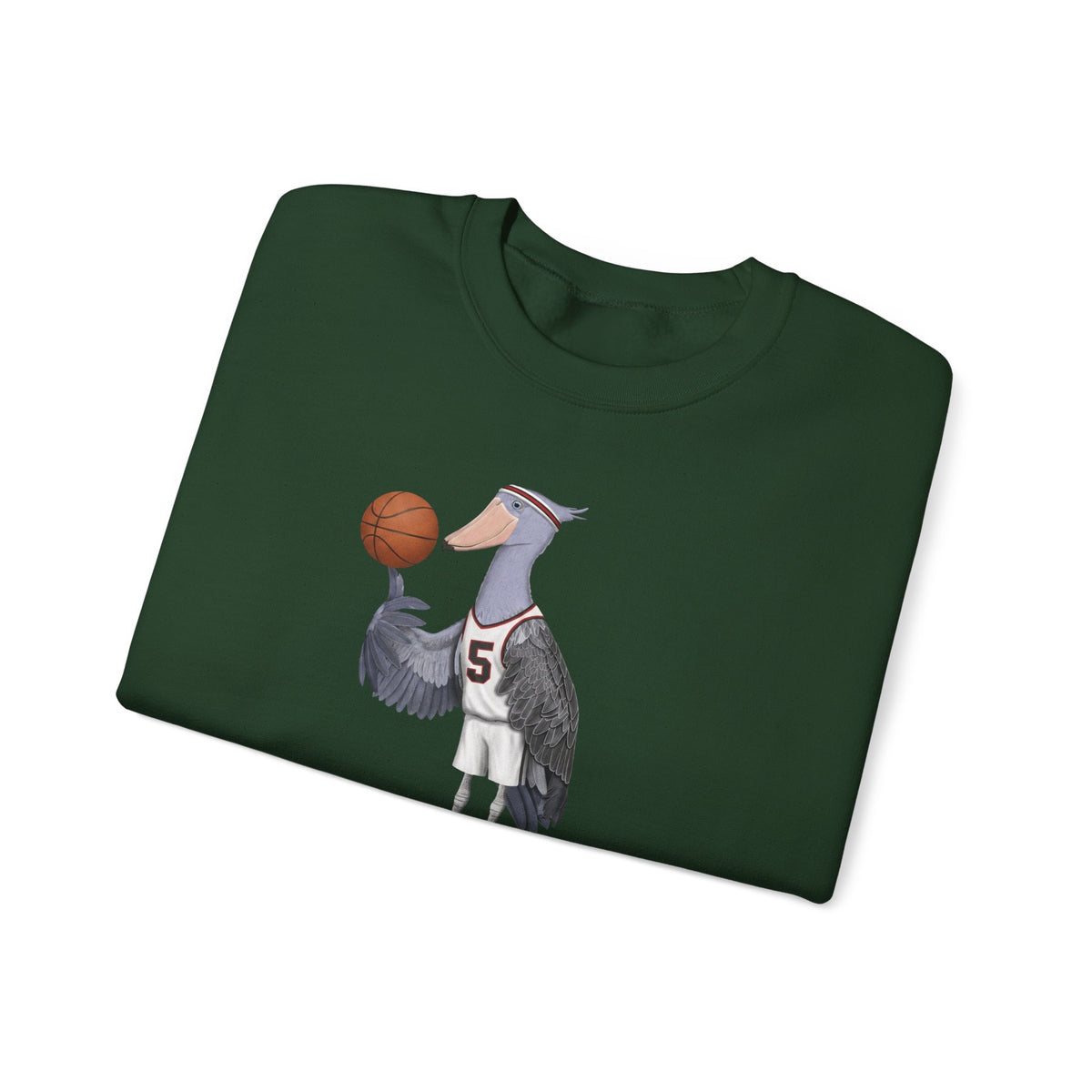 Shoebill Funny Basketball Bird Sweatshirt | Bird Watcher Crewneck | Unisex Unique Hoops Fan Gift
