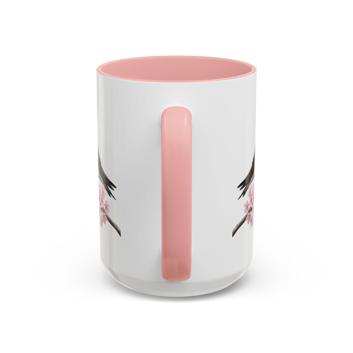Tree Swallow Cherry Blossom Mug | Pink Ceramic Coffee Cup for Bird Lovers – 11oz,