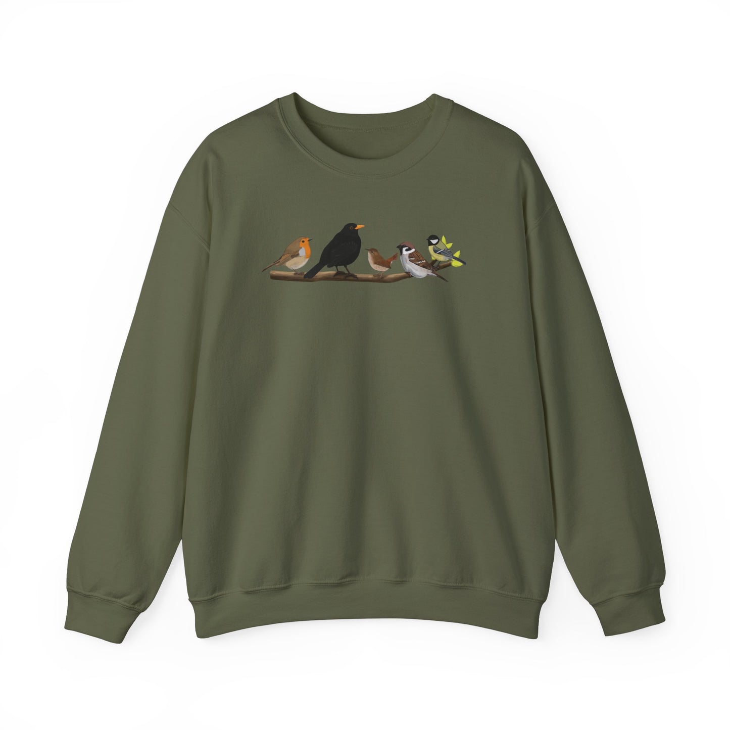 Vögel auf einem Ast Vogel Sweatshirt Amsel Rotkehlchen Kohlmeise Zaunkönig Spatz