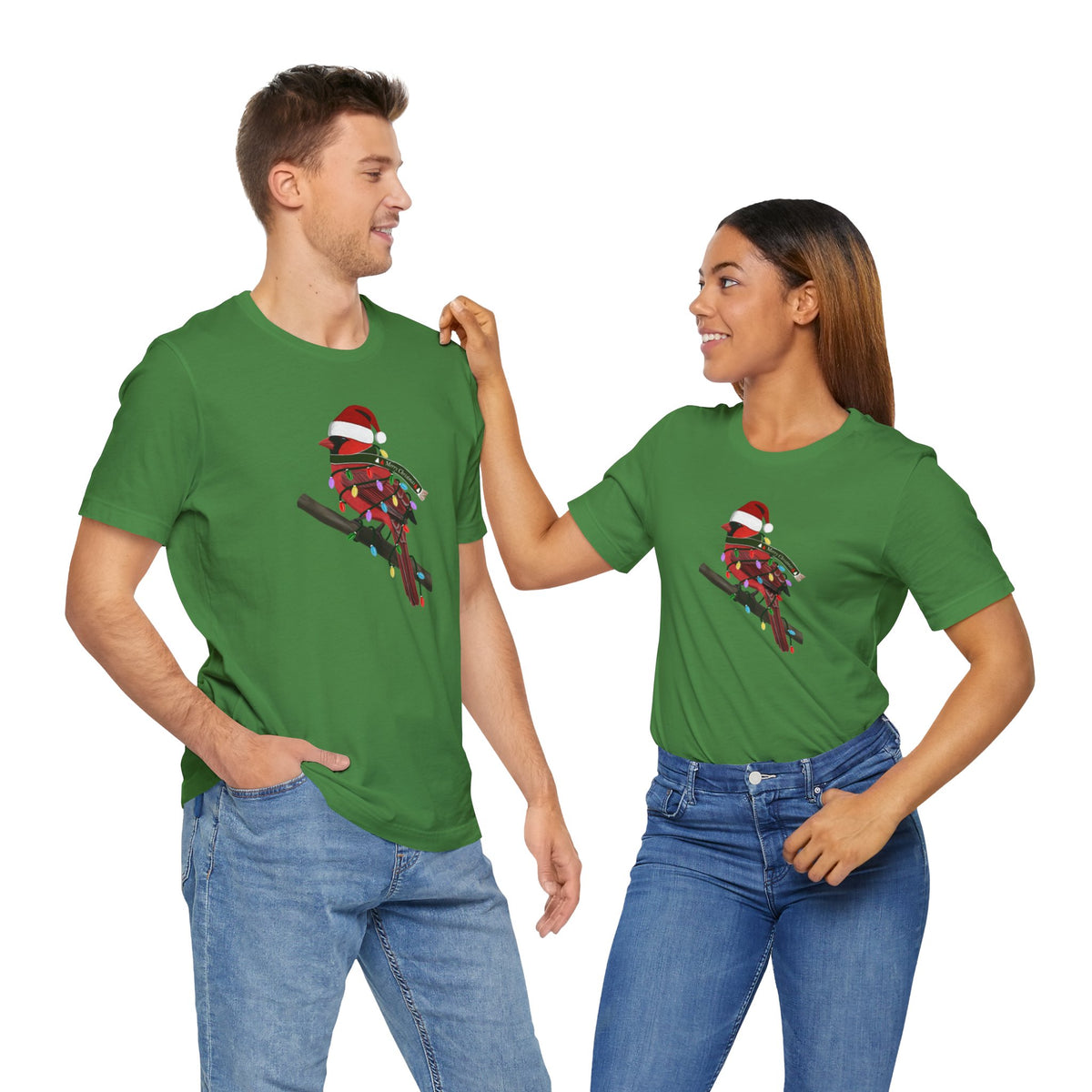 Cardinal with Fairy Lights Christmas Bird T-Shirt