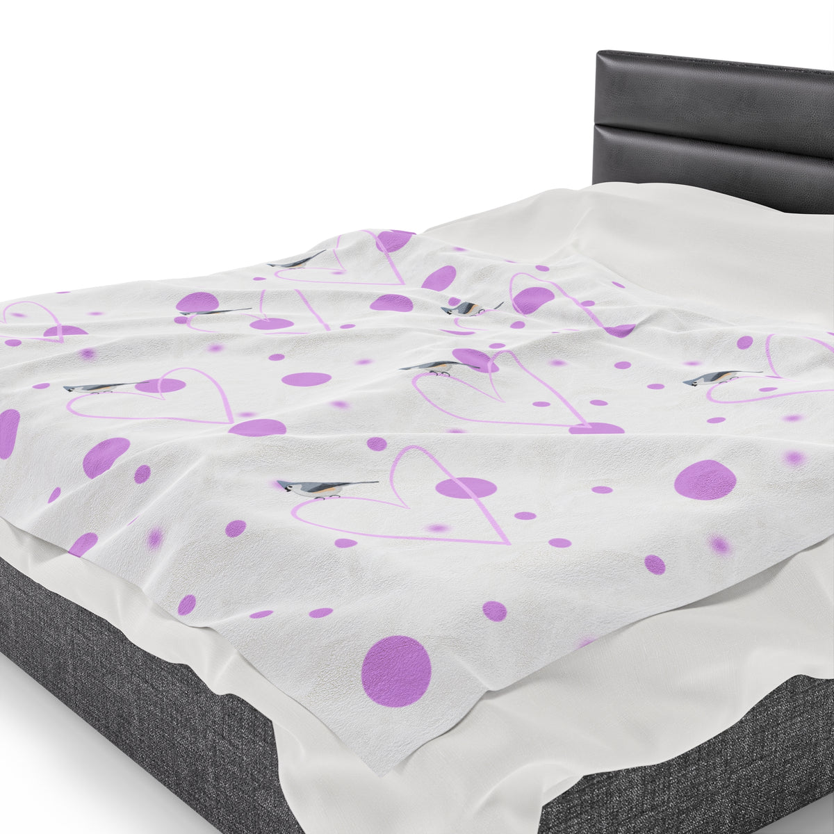 Tufted Titmouse Sofa Blankets on All Over Print background