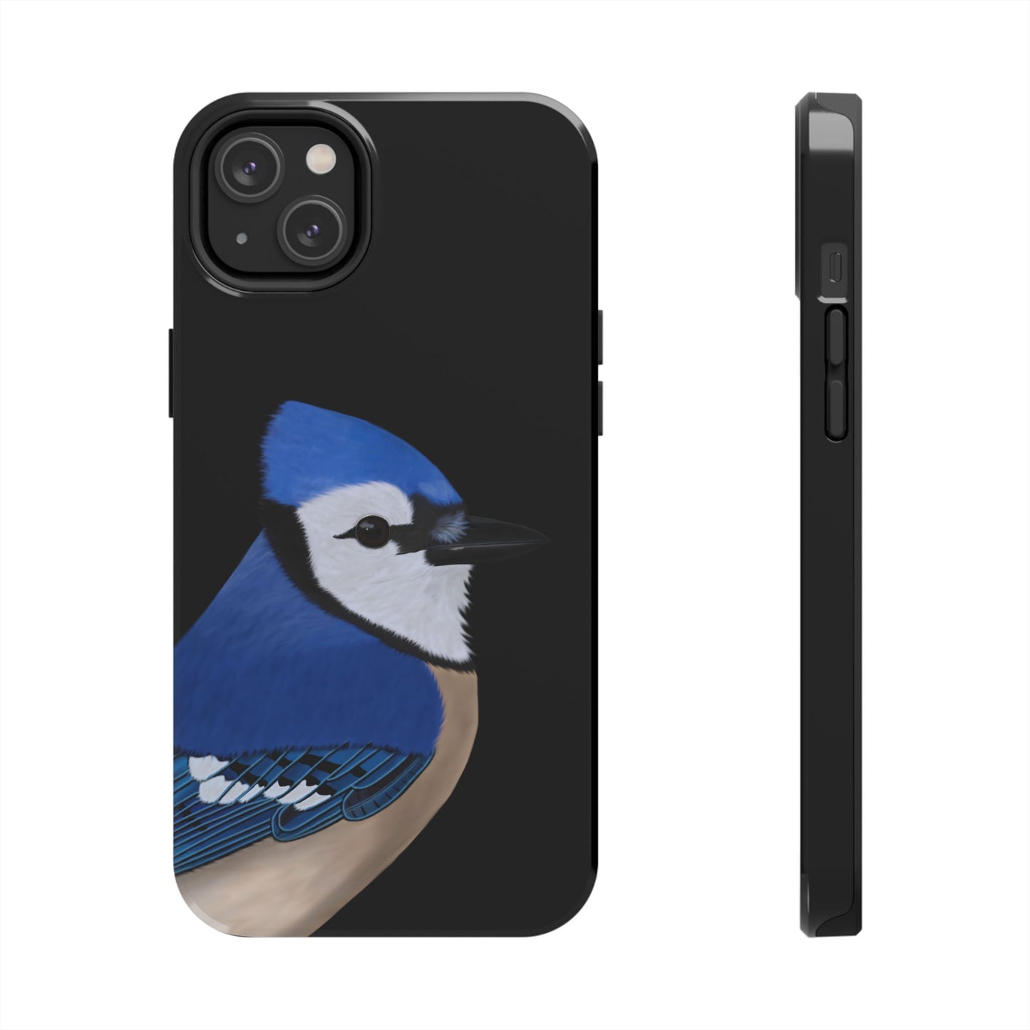 Blue Jay Bird Art Tough Phone Case Black