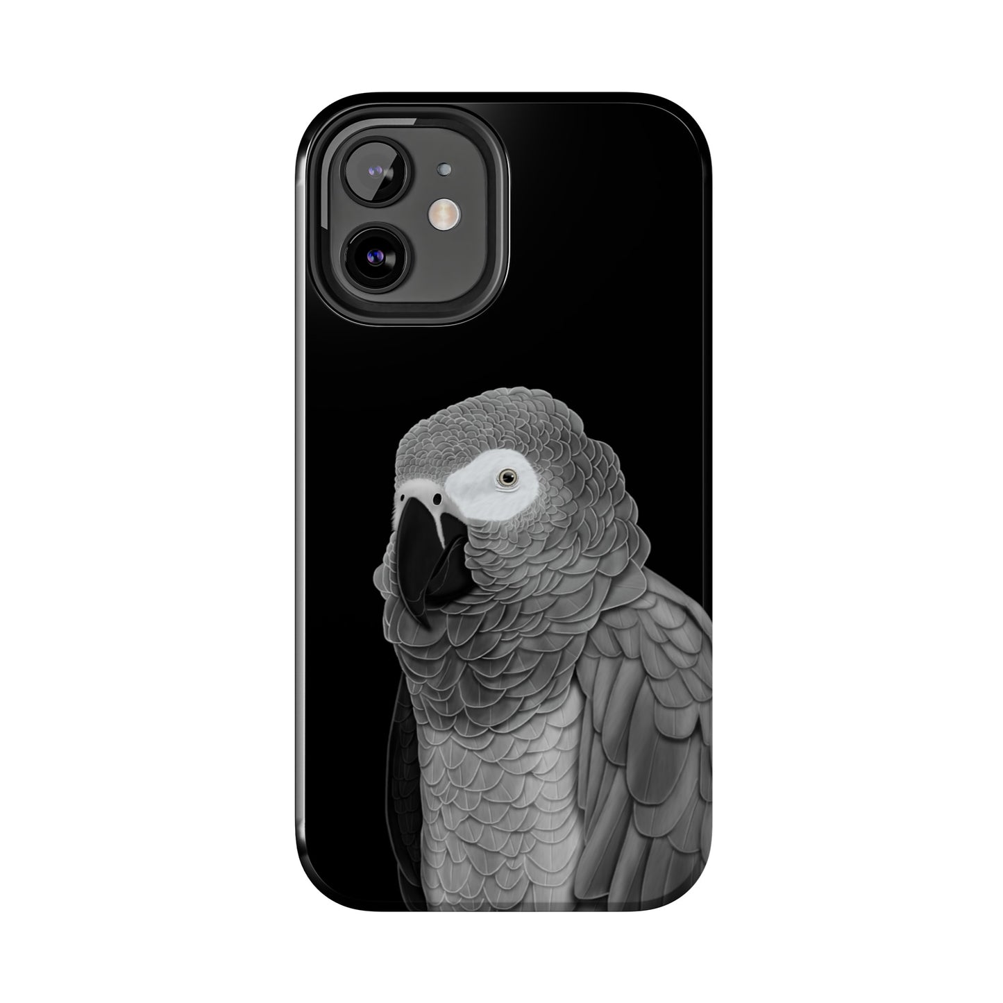 Grey Parrot Bird Art Tough Phone Case Black
