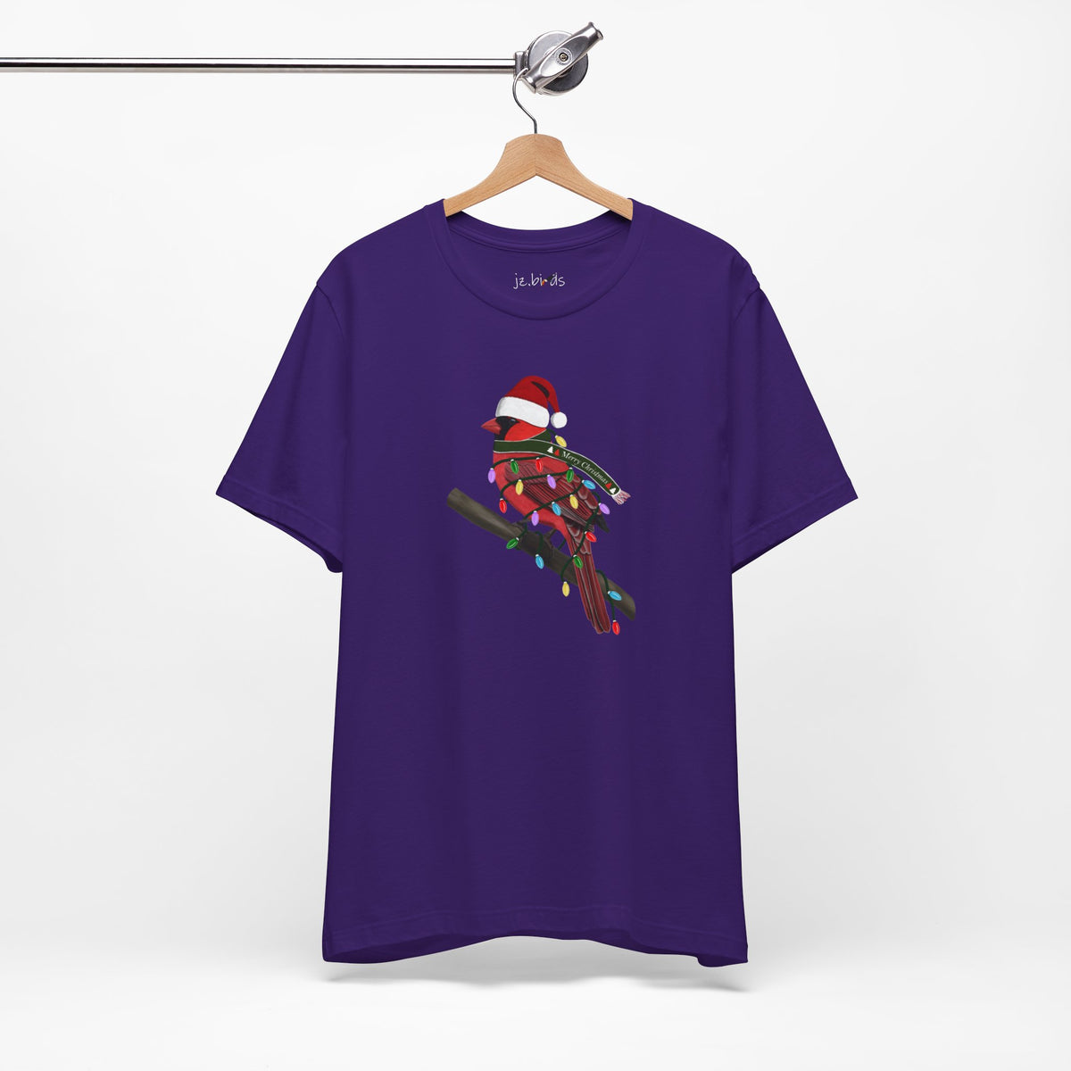 Cardinal with Fairy Lights Christmas Bird T-Shirt