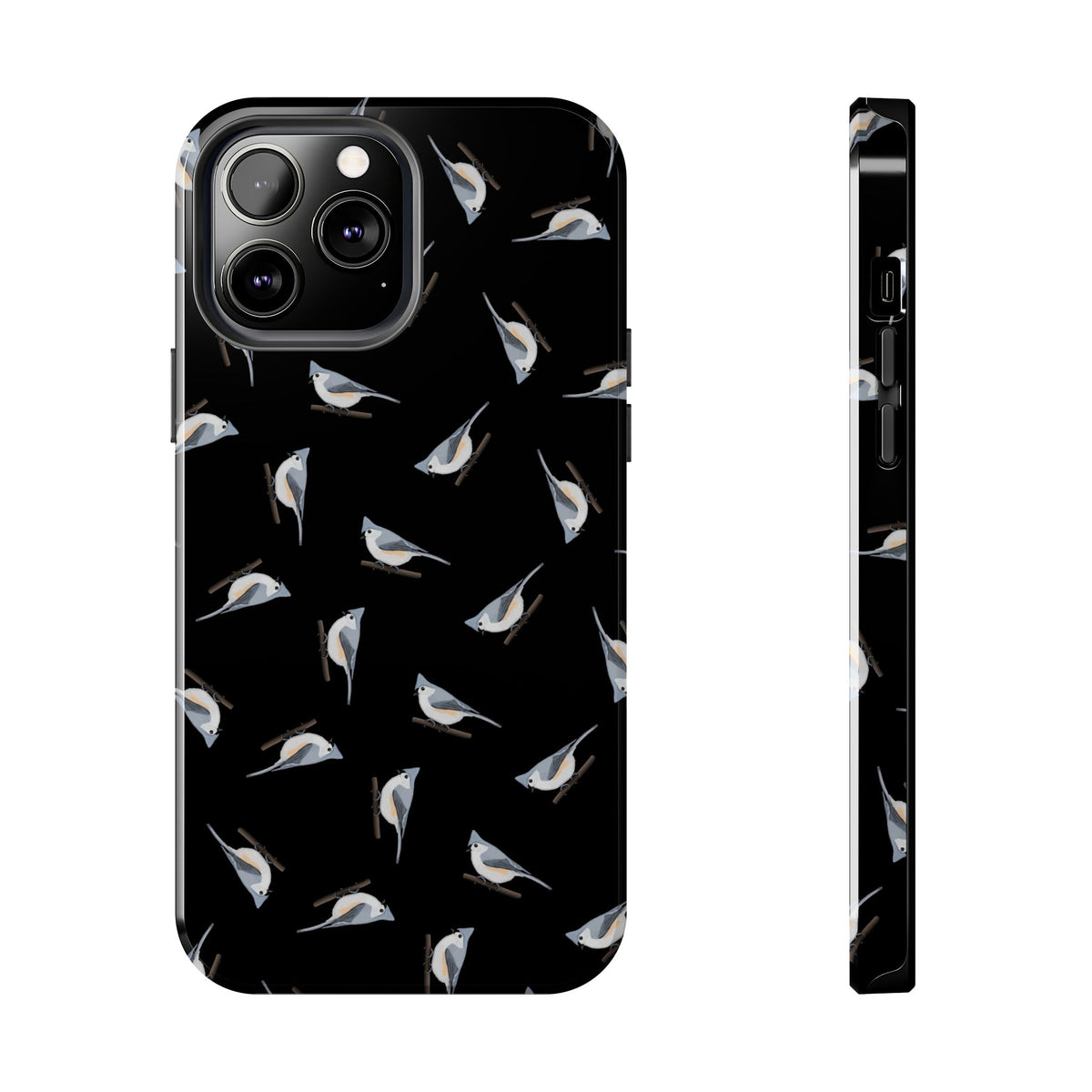 Tufted Titmouse iPhone Case Black – Premium Tough Phone Cover for Bird Lovers