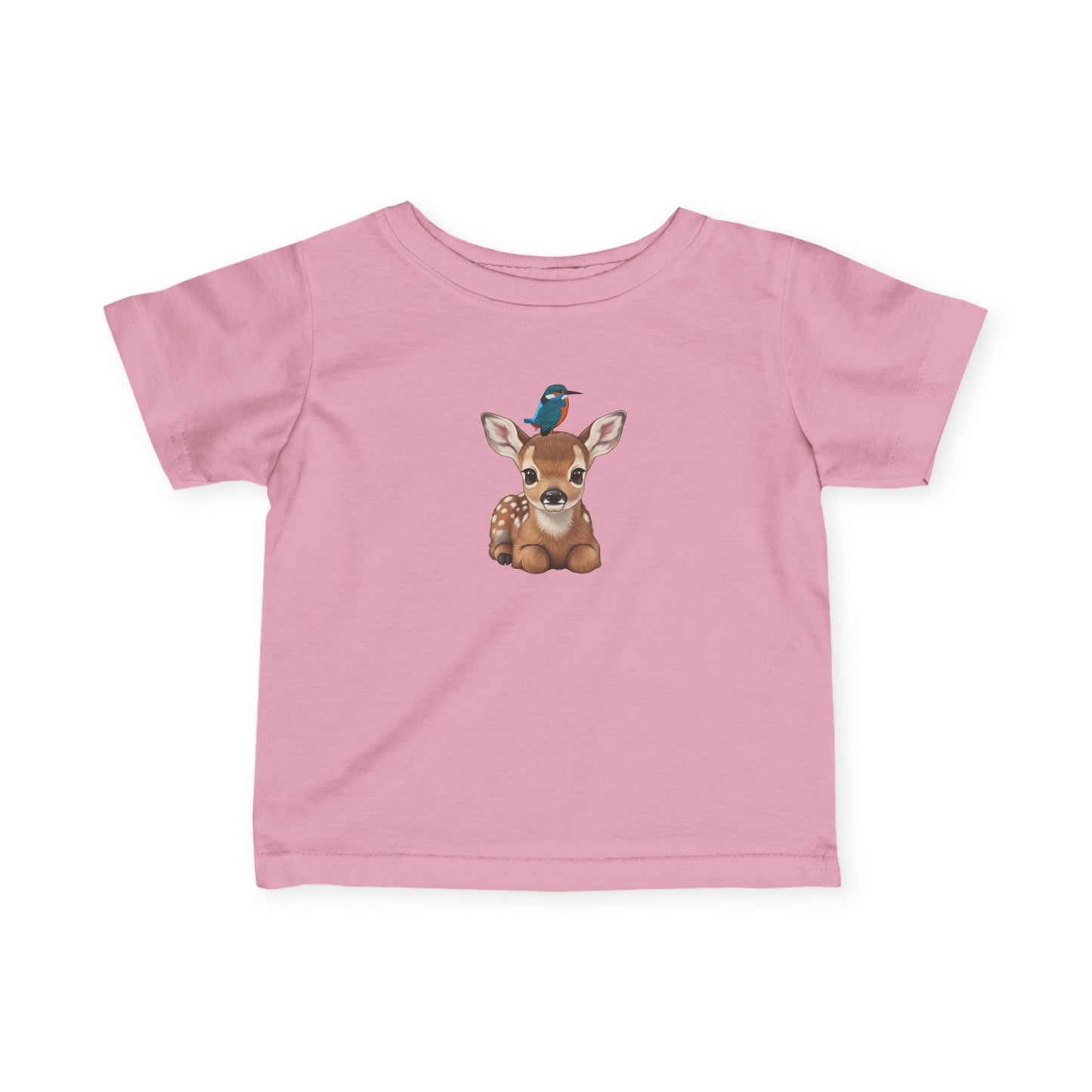 Rehkitz mit Eisvogel Baby T-Shirt Süßes Tiermotiv