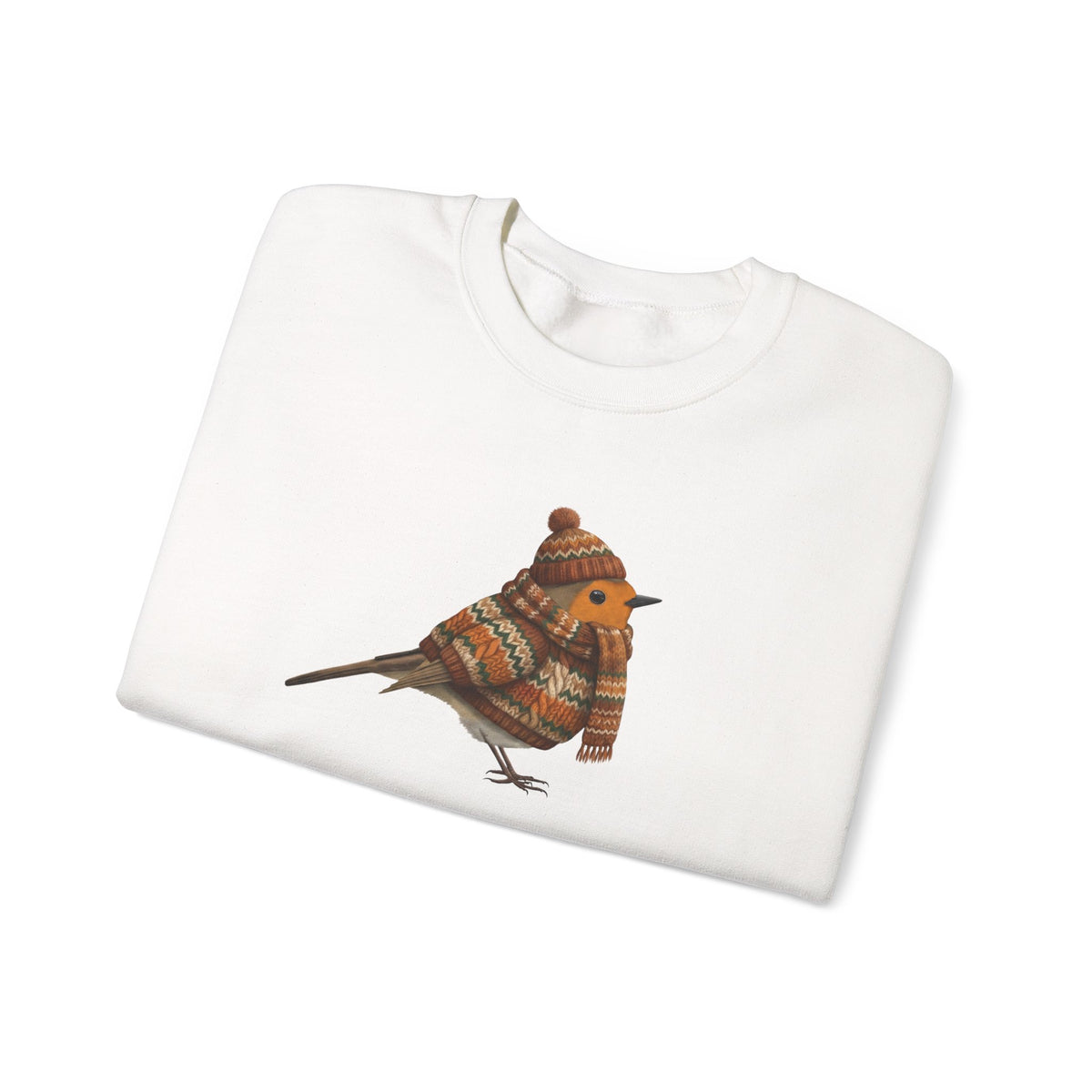 Robin Winter Sweatshirt | Bird Watcher Crewneck | Unisex Songbirds Wearing Knit Gift for Bird Lovers