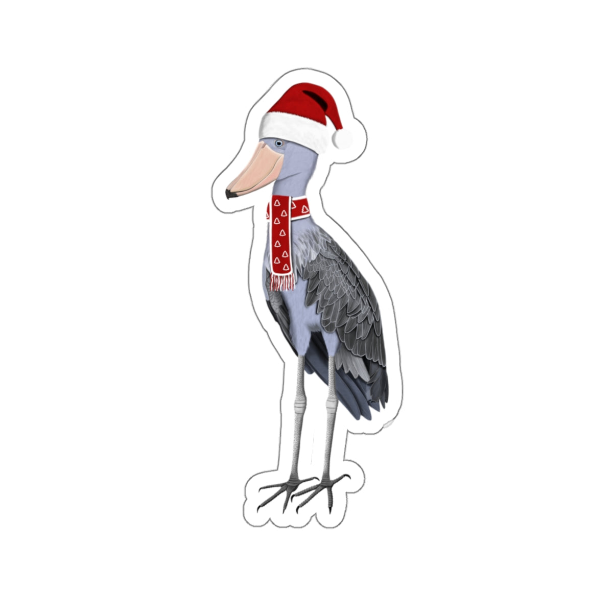 Shoebill with Santa Claus Hat and Scarf Christmas Bird Sticker