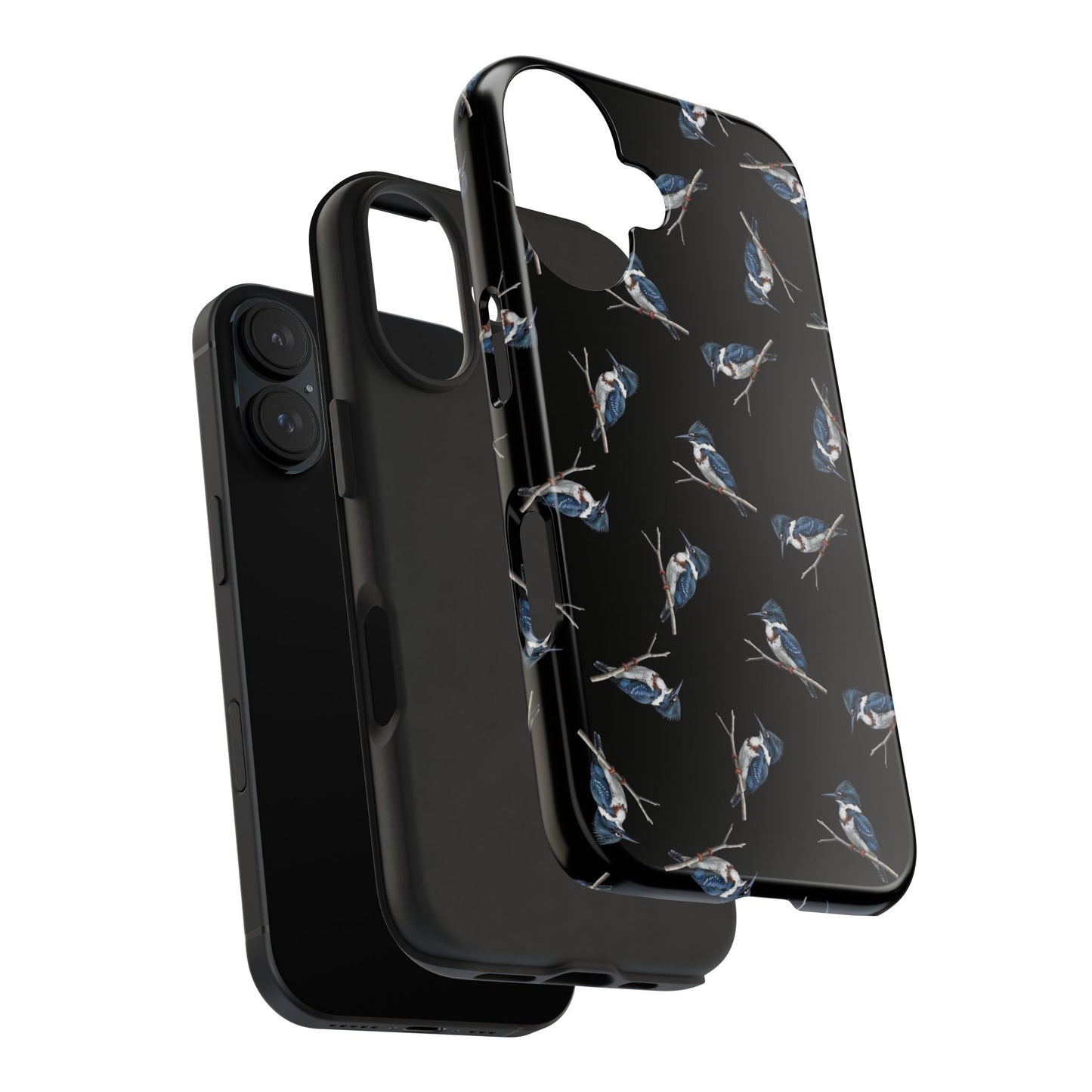 Belted Kingfisher iPhone Case Black – Premium Tough Phone Cover for Bird Lovers