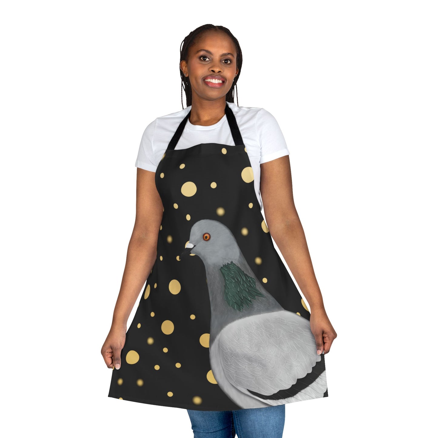 Pigeon Golden Dots Birdlover Bird Art Apron Black