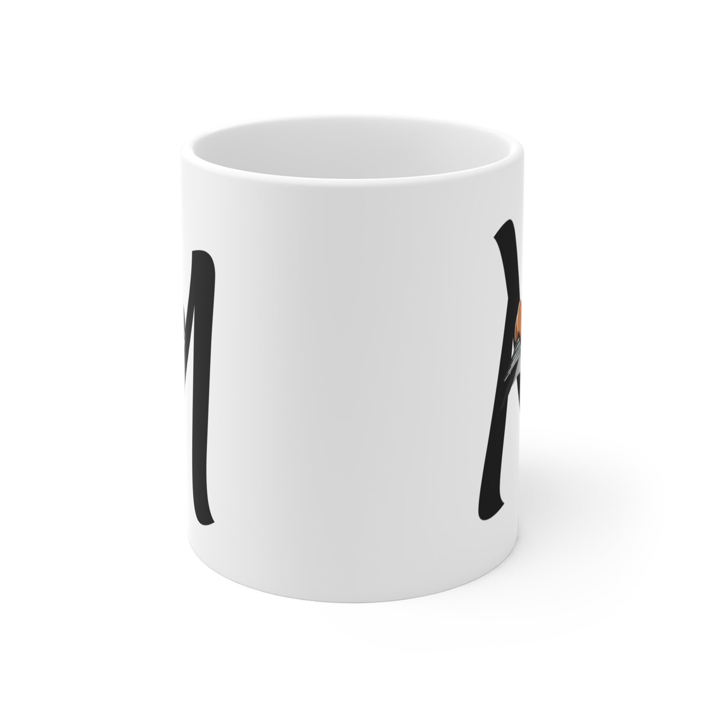 Mandarin Duck Letter M Bird Ceramic Mug 11oz White