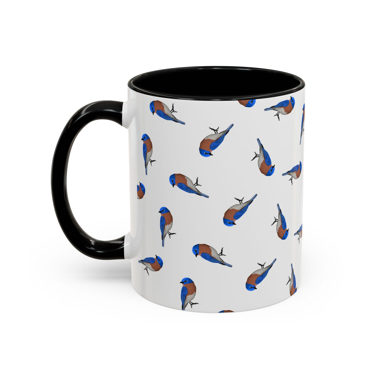 Bluebird All-Over Pattern Accent Mug | Colorful Bird Lover Gift for Birdwatchers