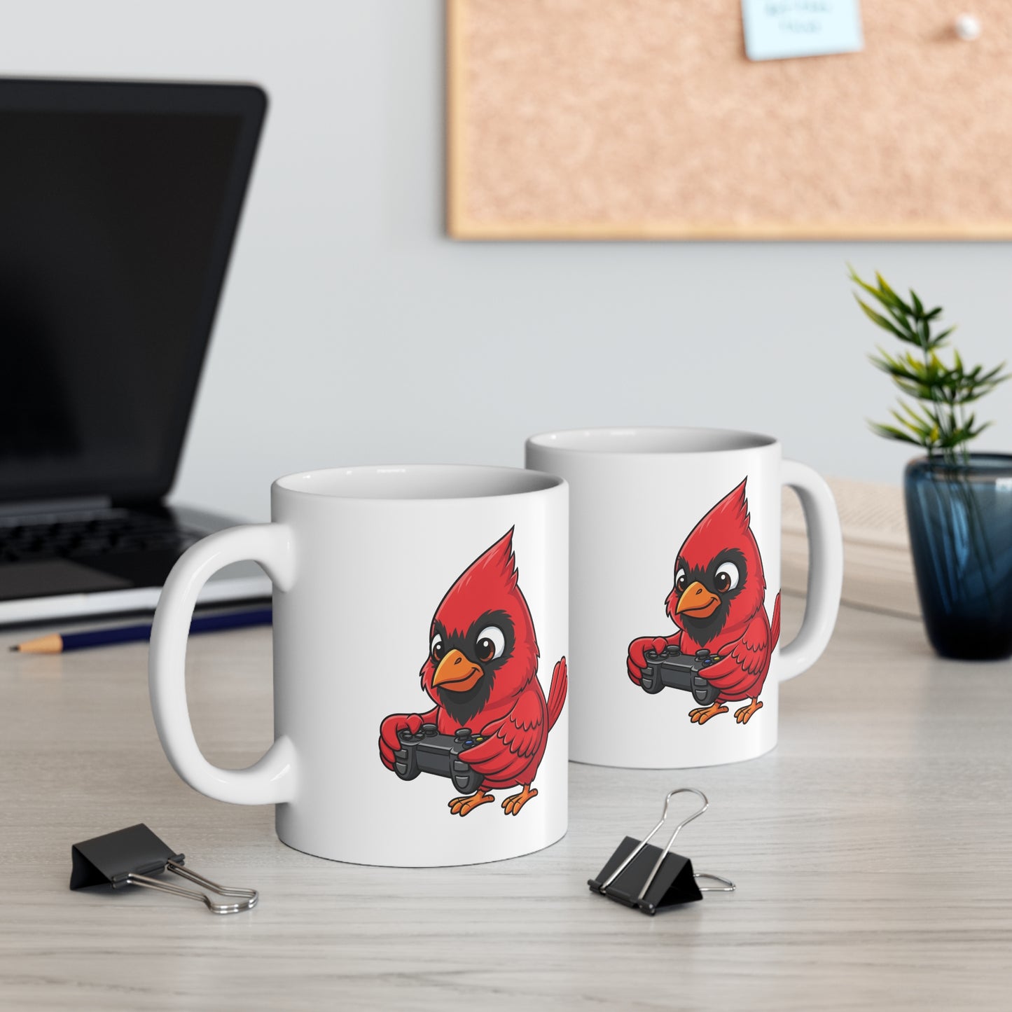 Cardinal with Controller Video Games Gaming Bird Mug 11oz