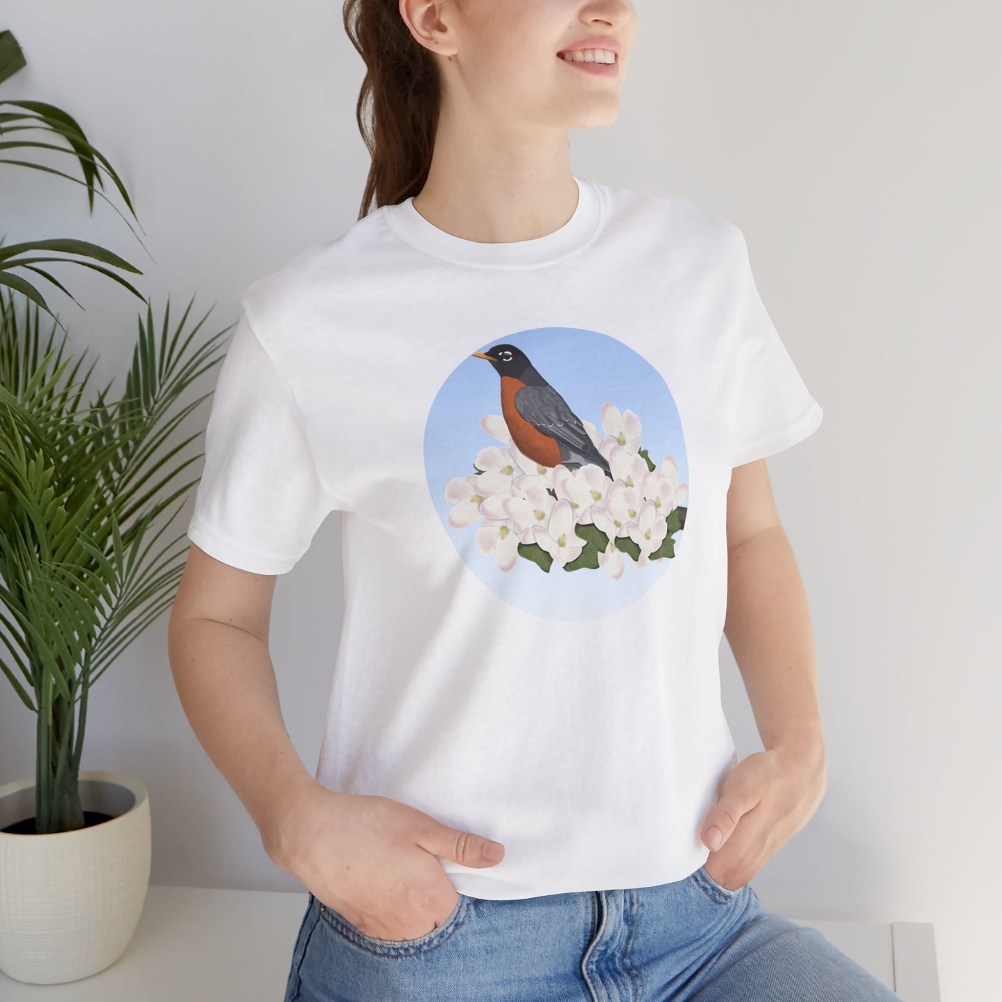 American Robin and Spring Apple Blossoms Bird T-Shirt