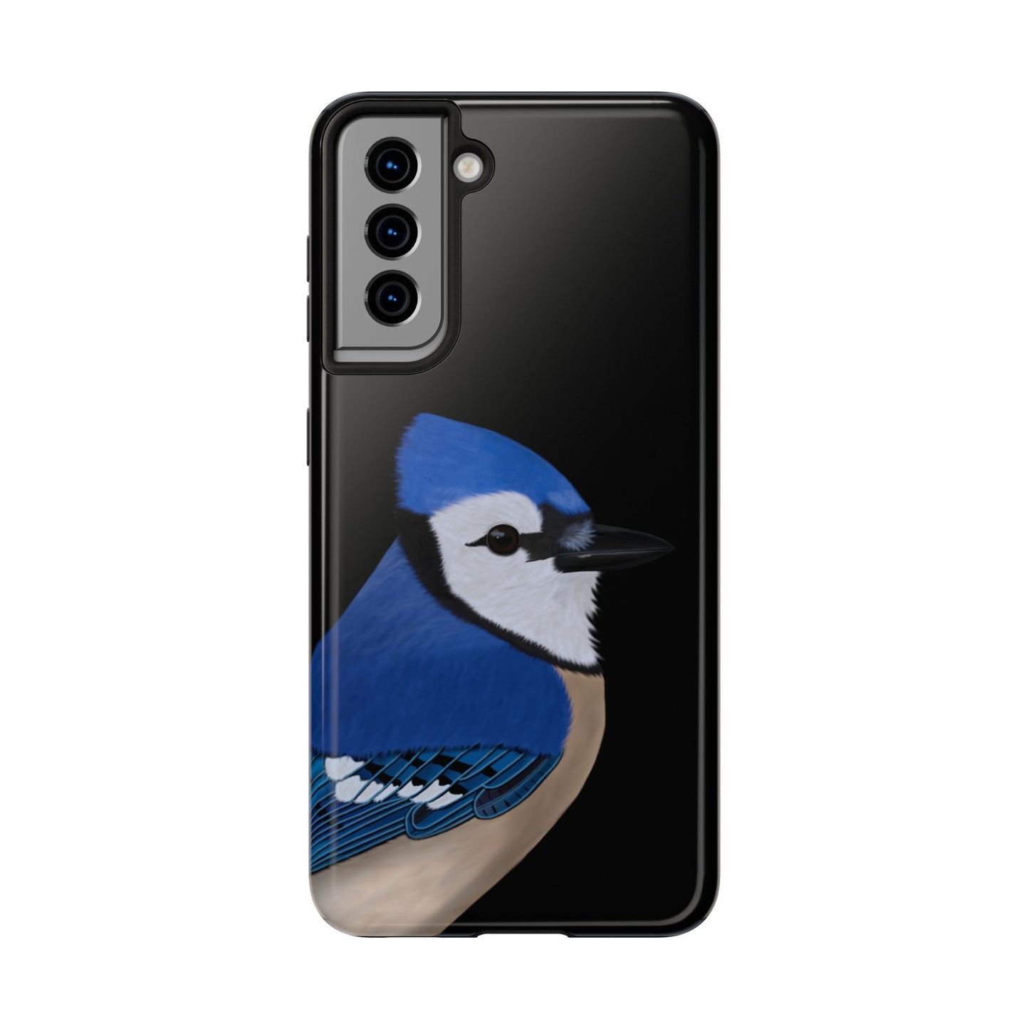 Blue Jay Bird Art Tough Phone Case Black
